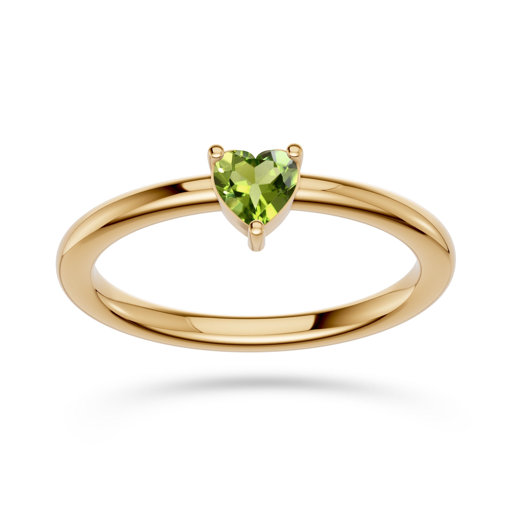Heart Shape Peridot Solitaire Ring in 14K Gold