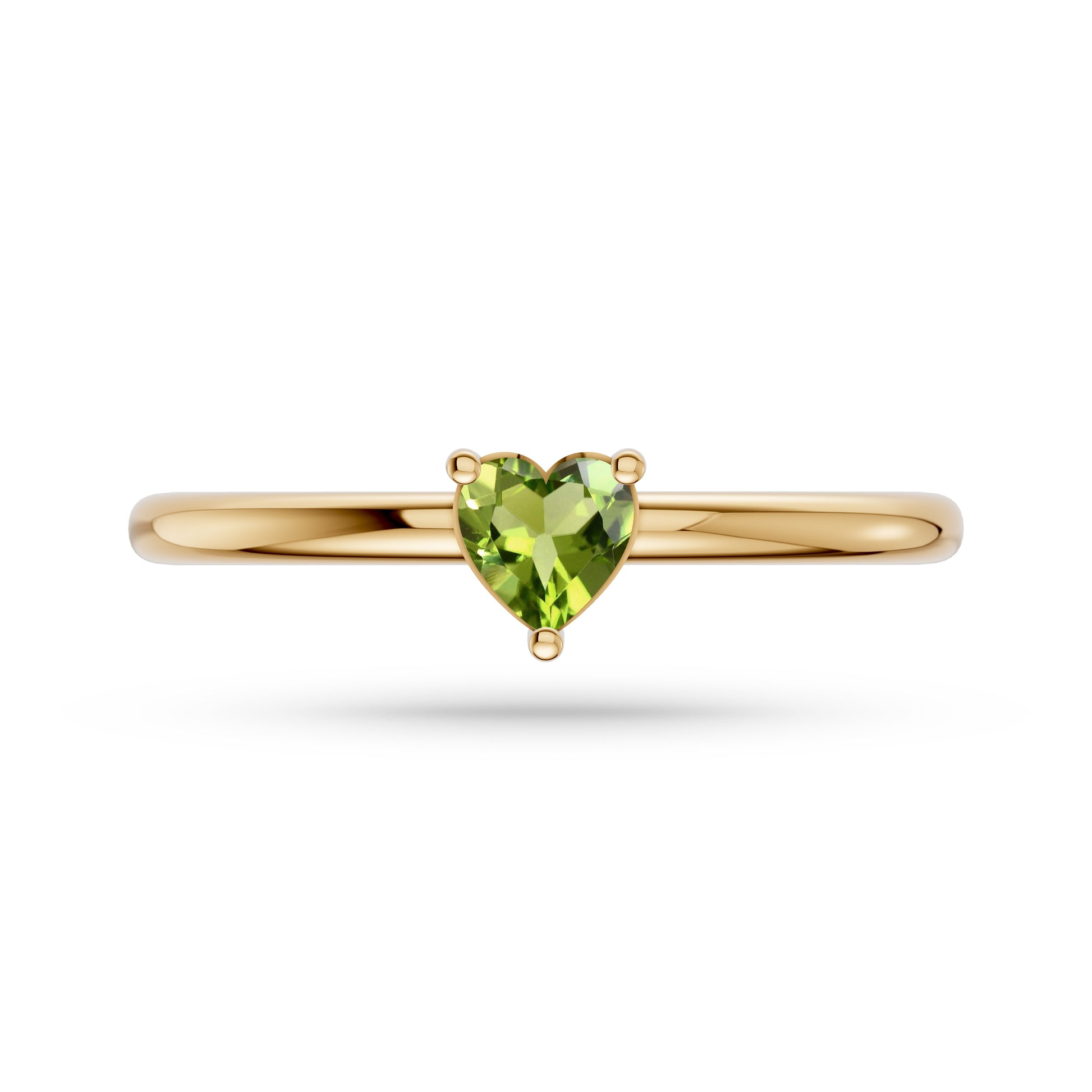 Heart Shape Peridot Solitaire Ring in 14K Gold