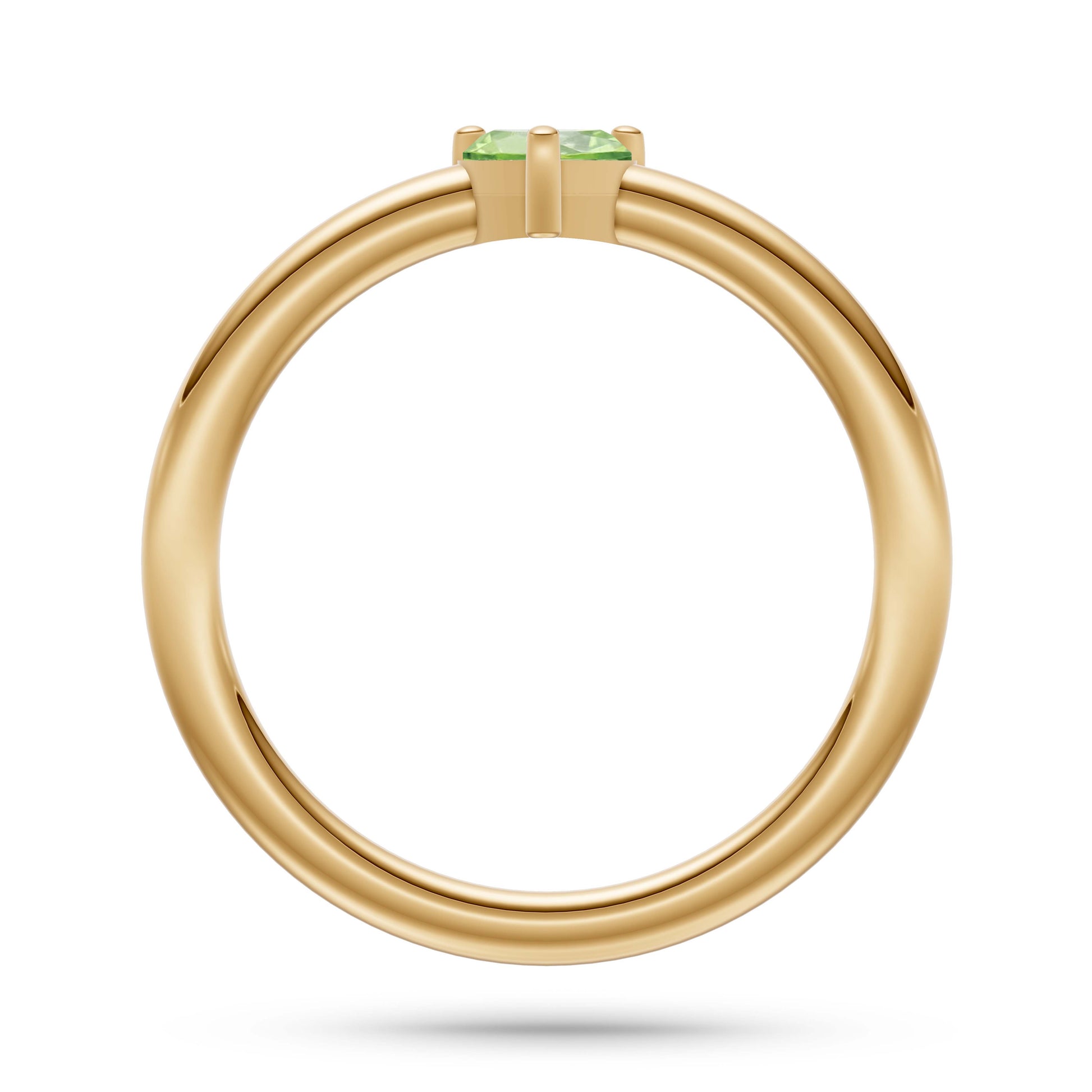 Heart Shape Peridot Solitaire Ring in 14K Gold