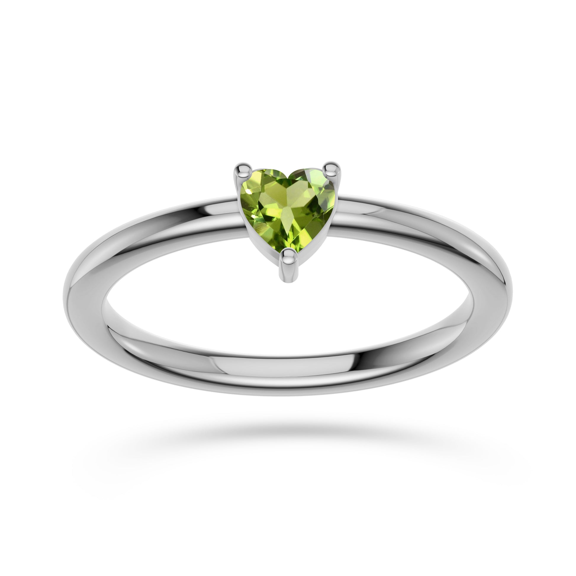 Heart Shape Peridot Solitaire Ring in 14K Gold