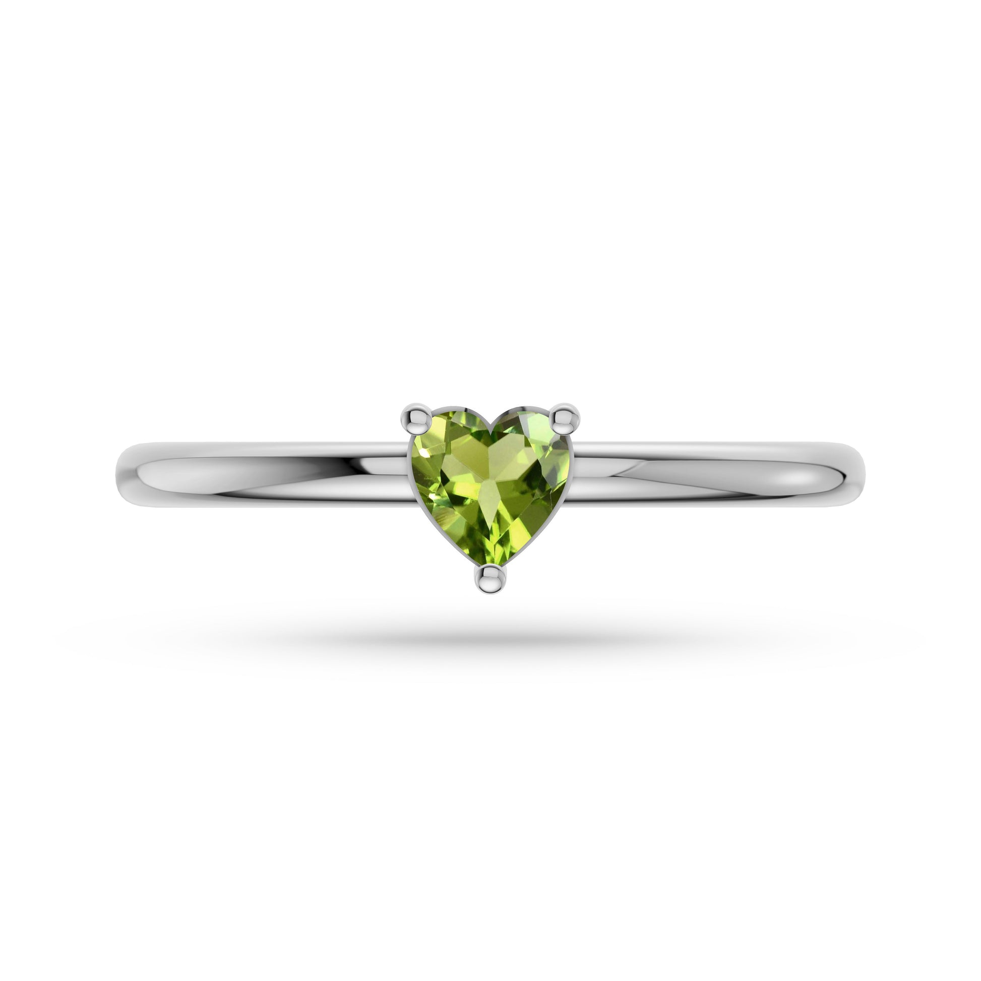 Heart Shape Peridot Solitaire Ring in 14K Gold