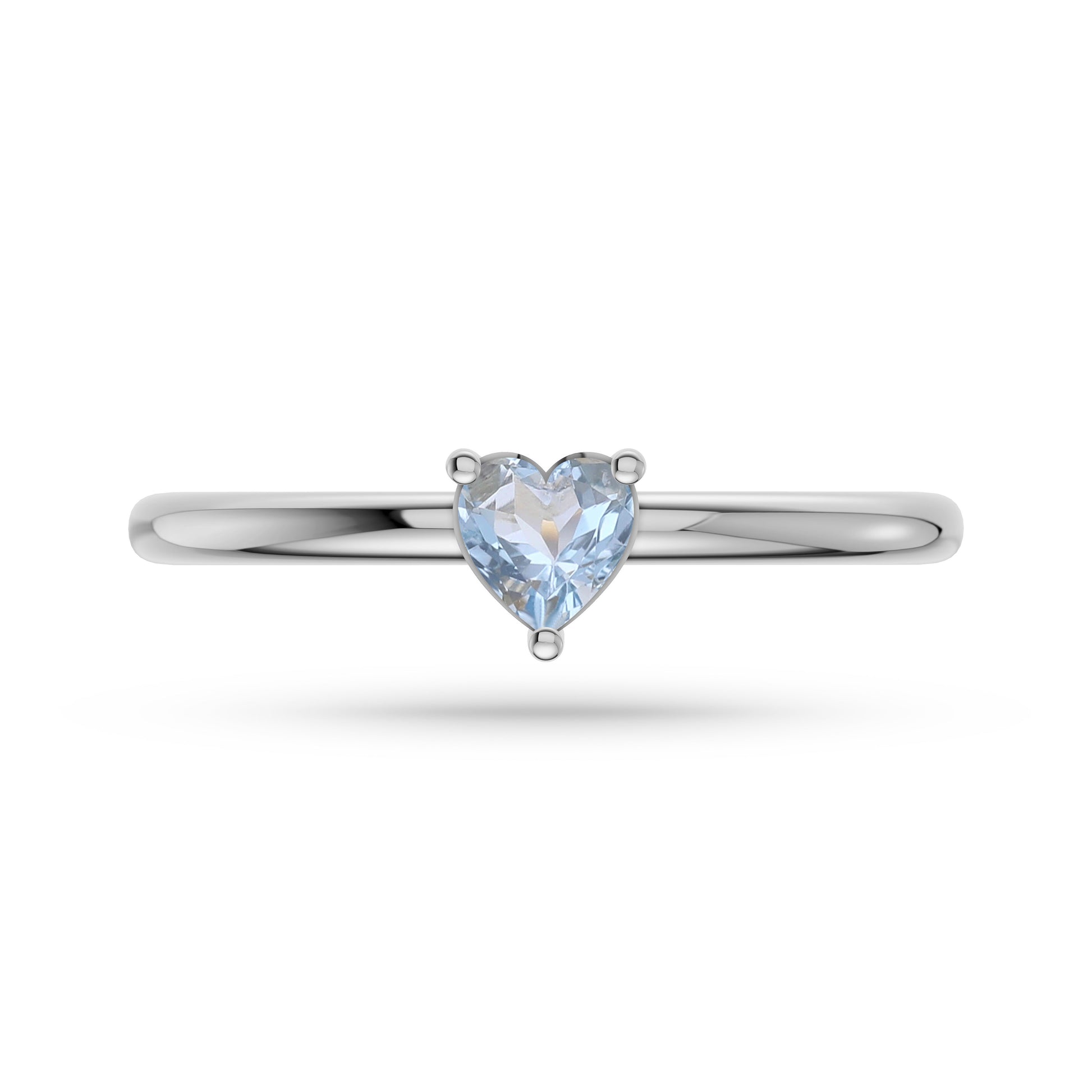 Heart Shape Aquamarine Solitaire Ring in 14K Gold