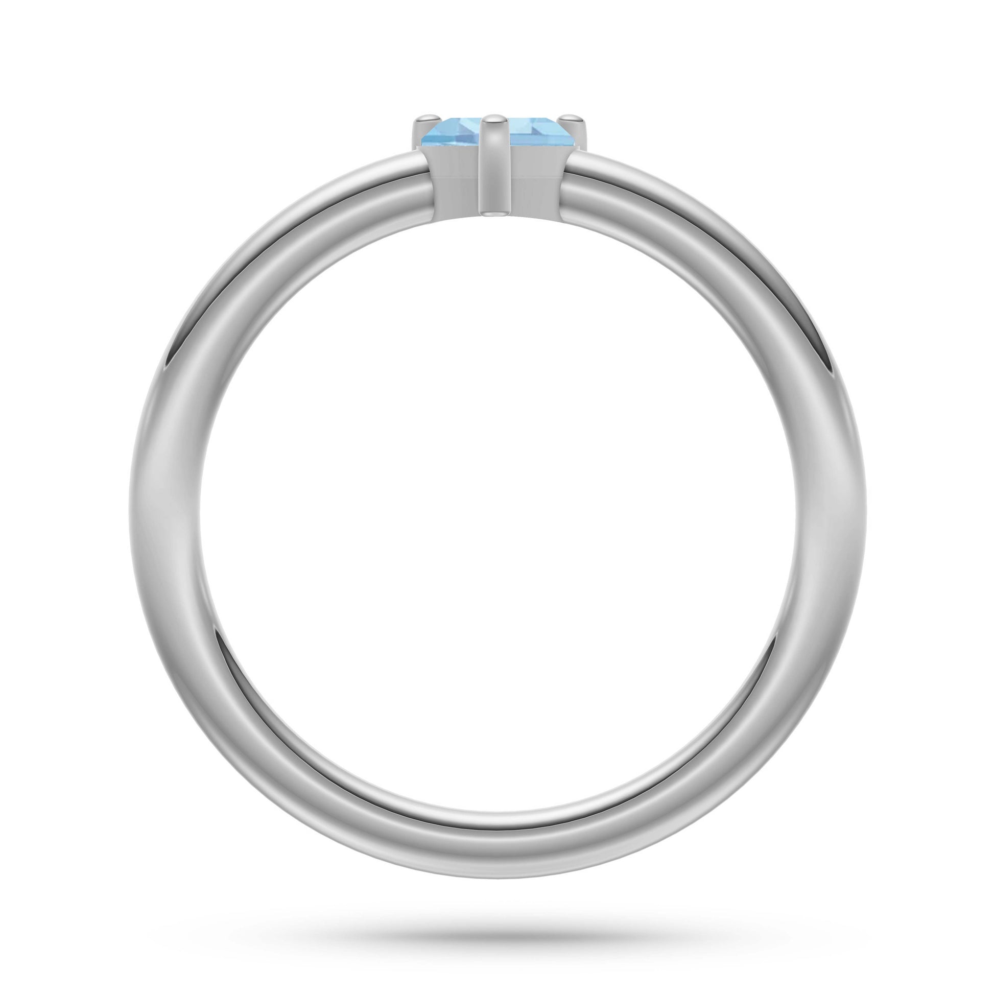 Heart Shape Aquamarine Solitaire Ring in 14K Gold