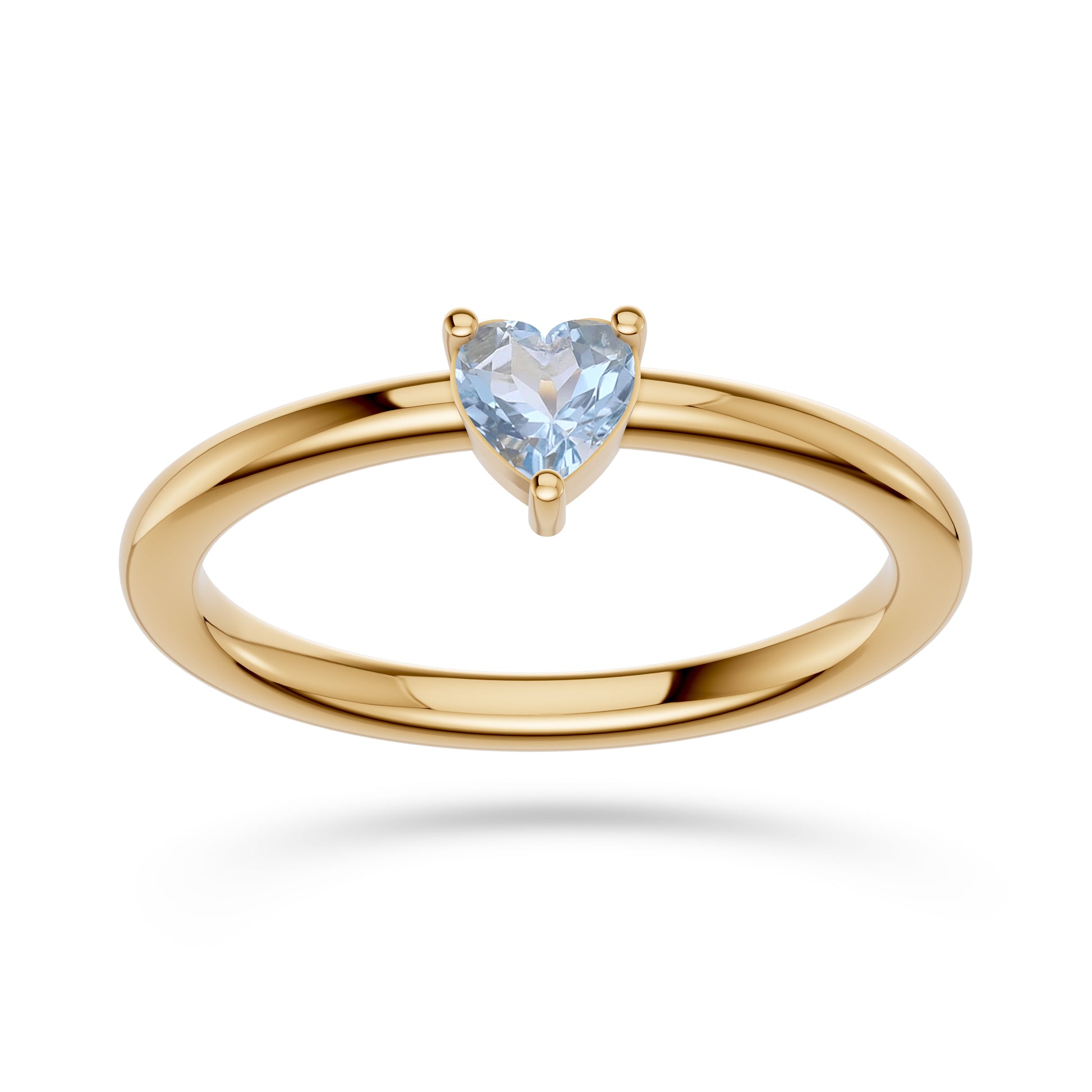 Heart Shape Aquamarine Solitaire Ring in 14K Gold