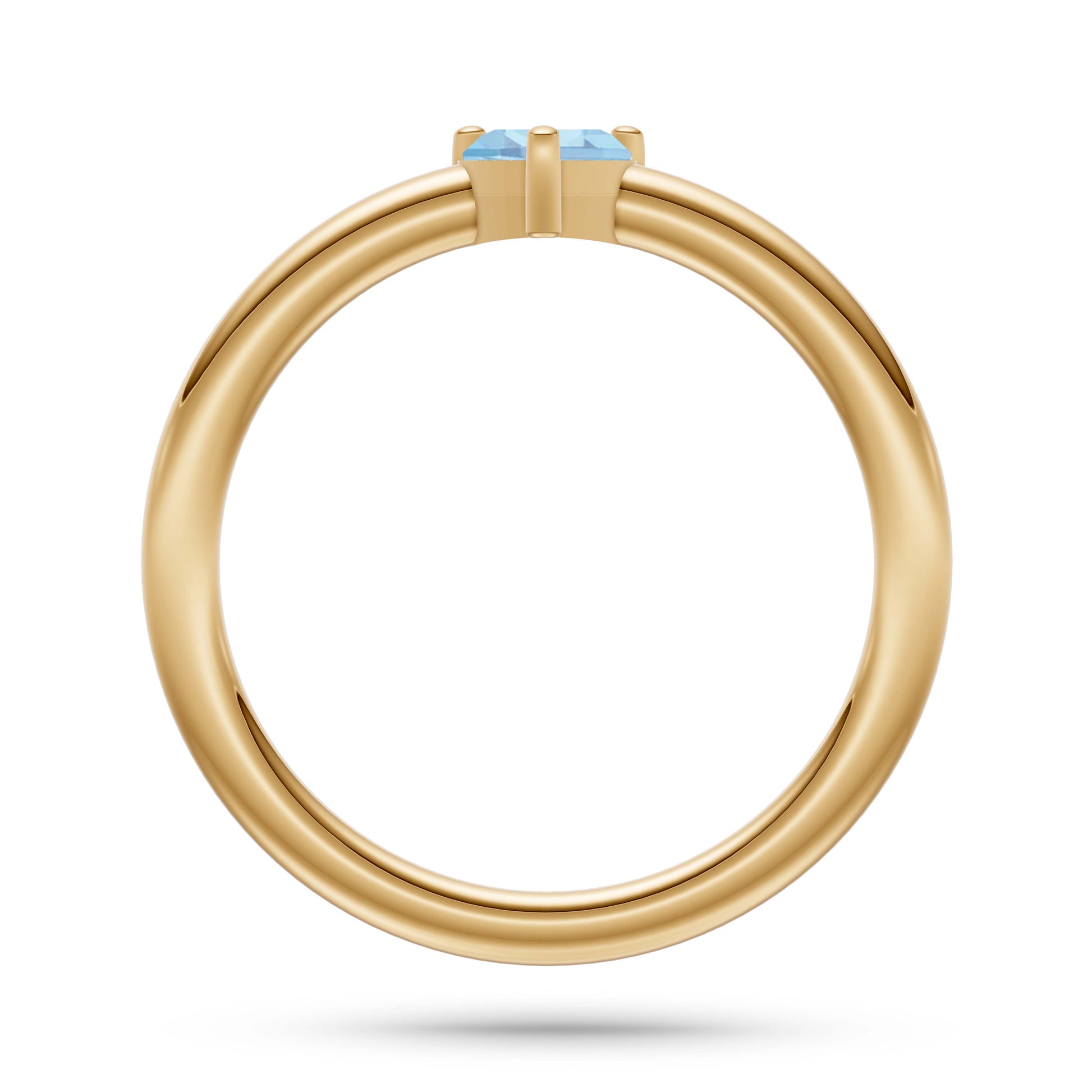 Heart Shape Aquamarine Solitaire Ring in 14K Gold