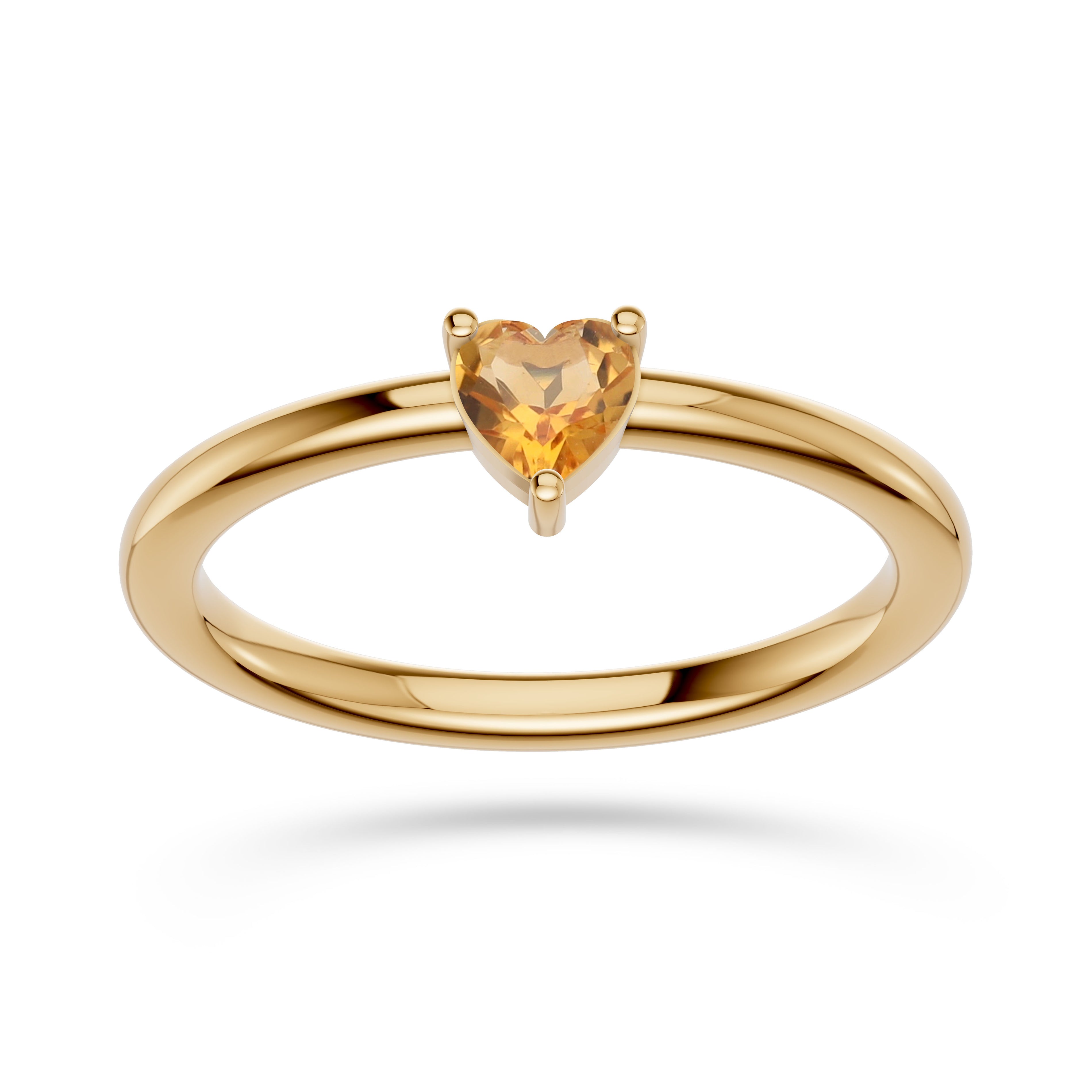 Heart Shape Citrine Solitaire Ring in 14K Gold