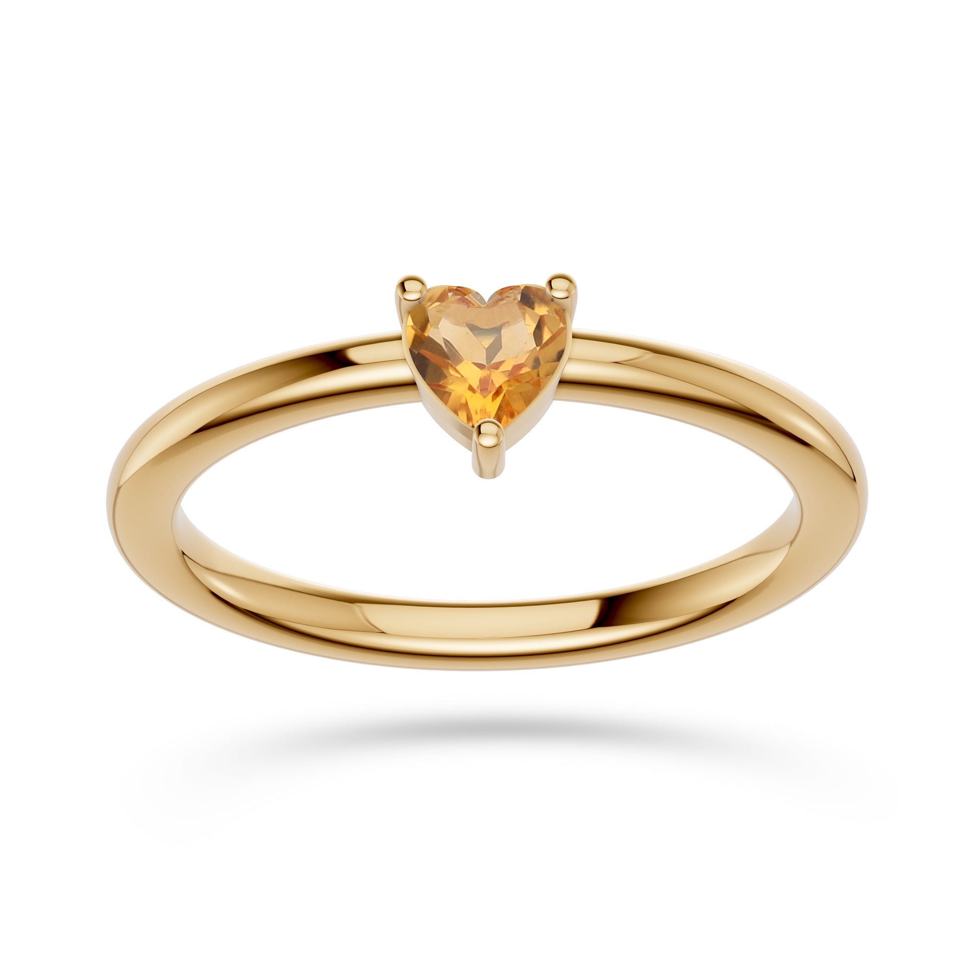 Heart Shape Citrine Solitaire Ring in 14K Gold