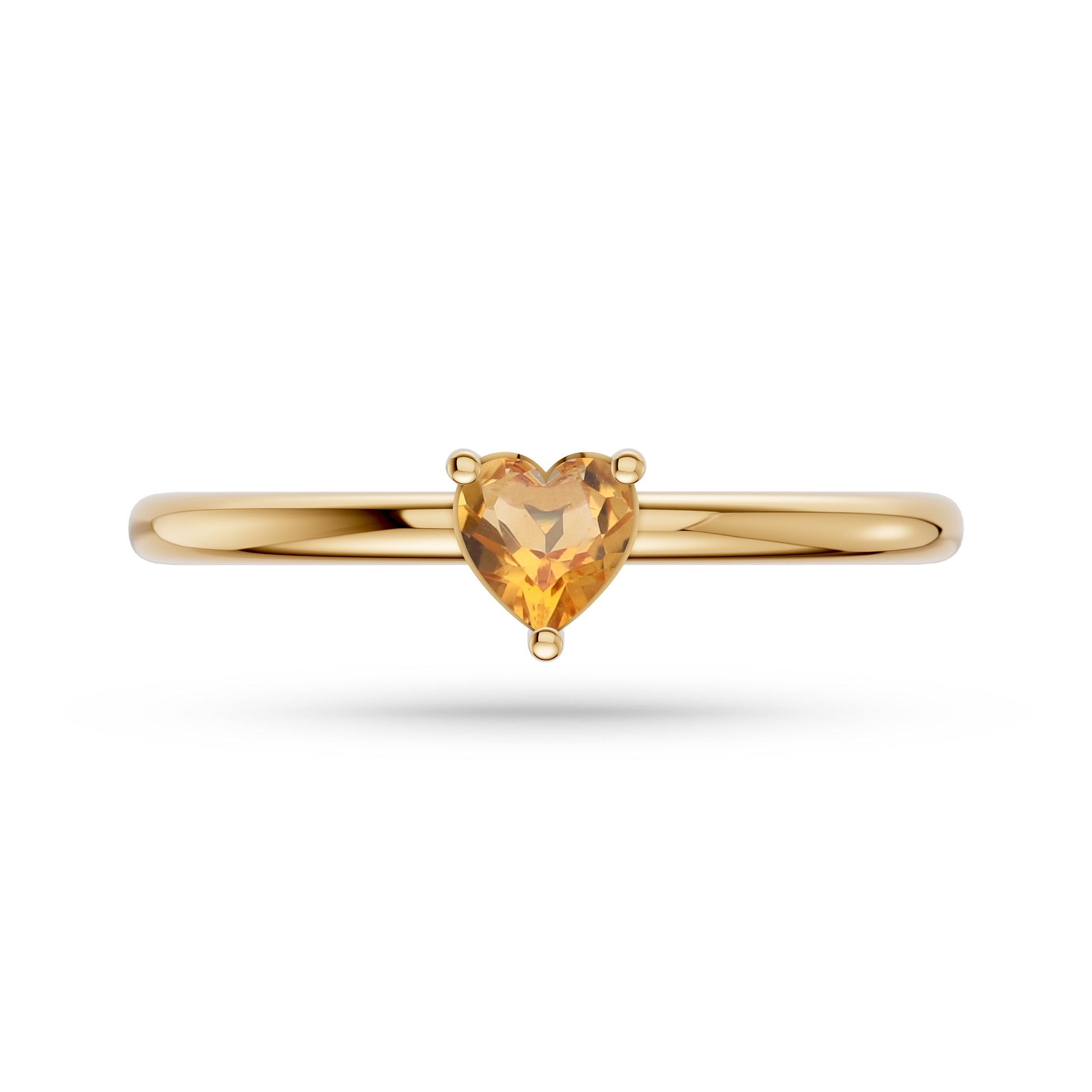 Heart Shape Citrine Solitaire Ring in 14K Gold