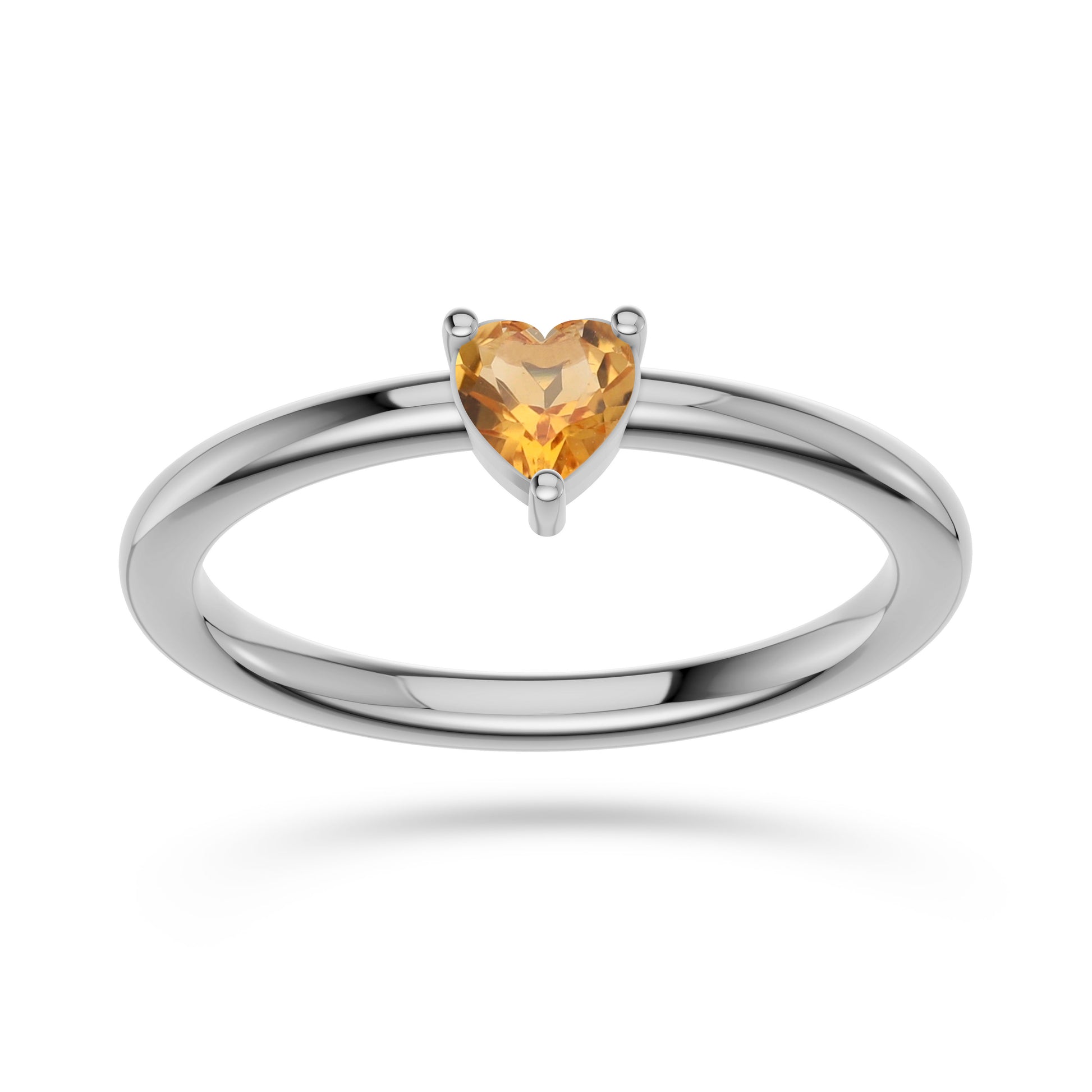 Heart Shape Citrine Solitaire Ring in 14K Gold