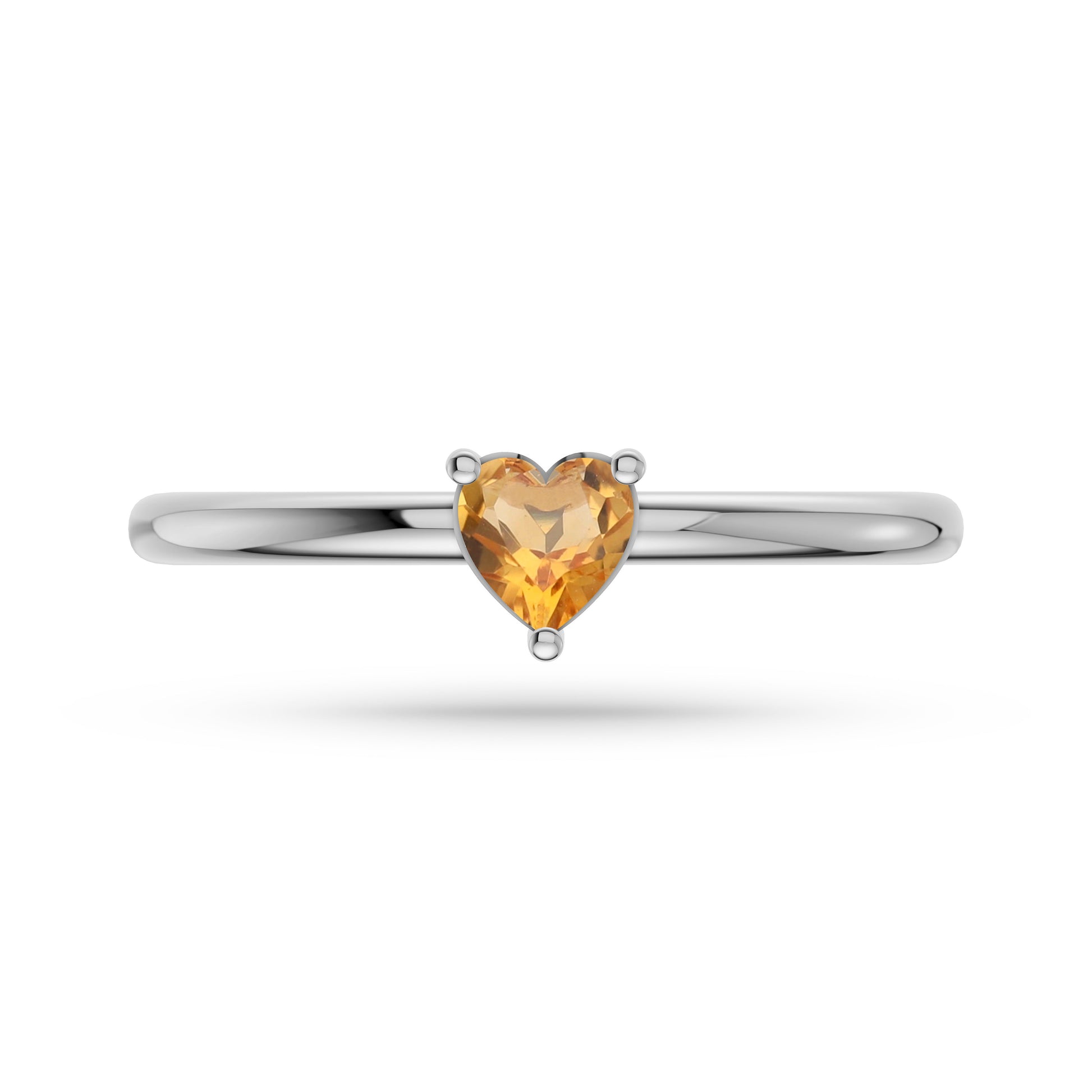 Heart Shape Citrine Solitaire Ring in 14K Gold