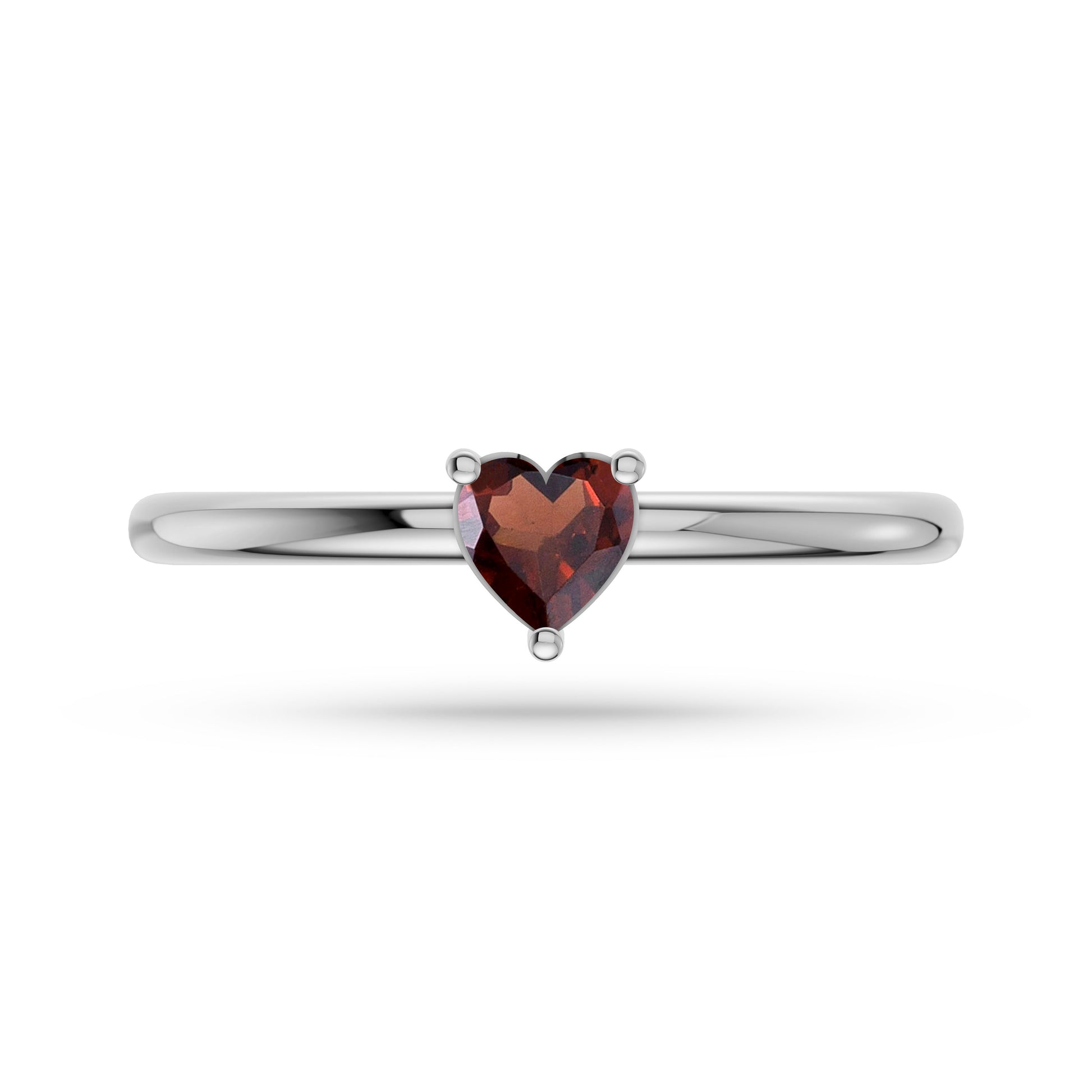 Heart Shape Garnet Solitaire Ring in 14K Gold