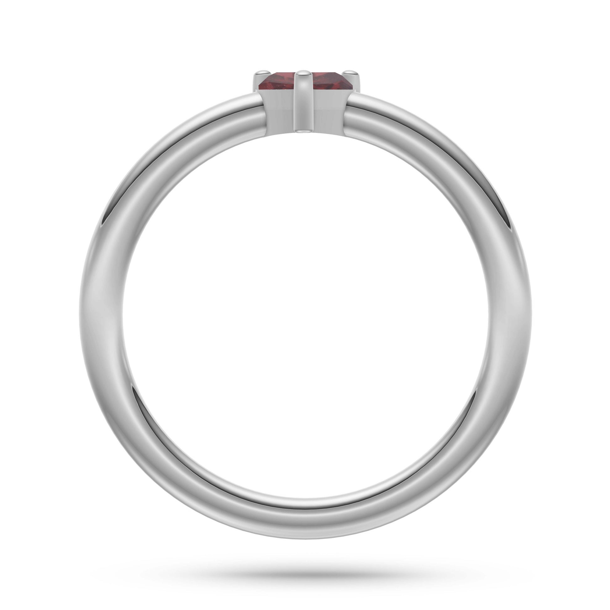 Heart Shape Garnet Solitaire Ring in 14K Gold