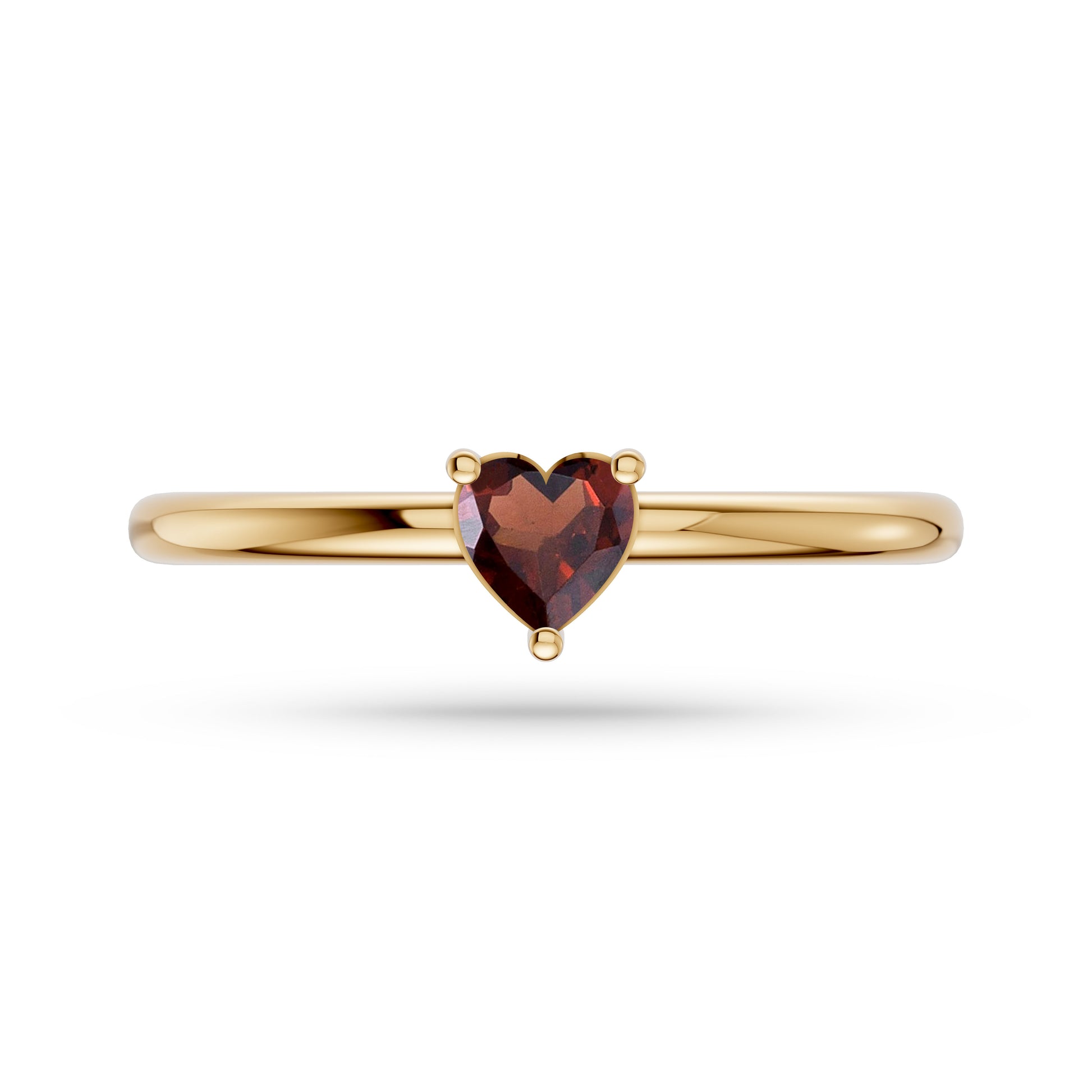 Heart Shape Garnet Solitaire Ring in 14K Gold