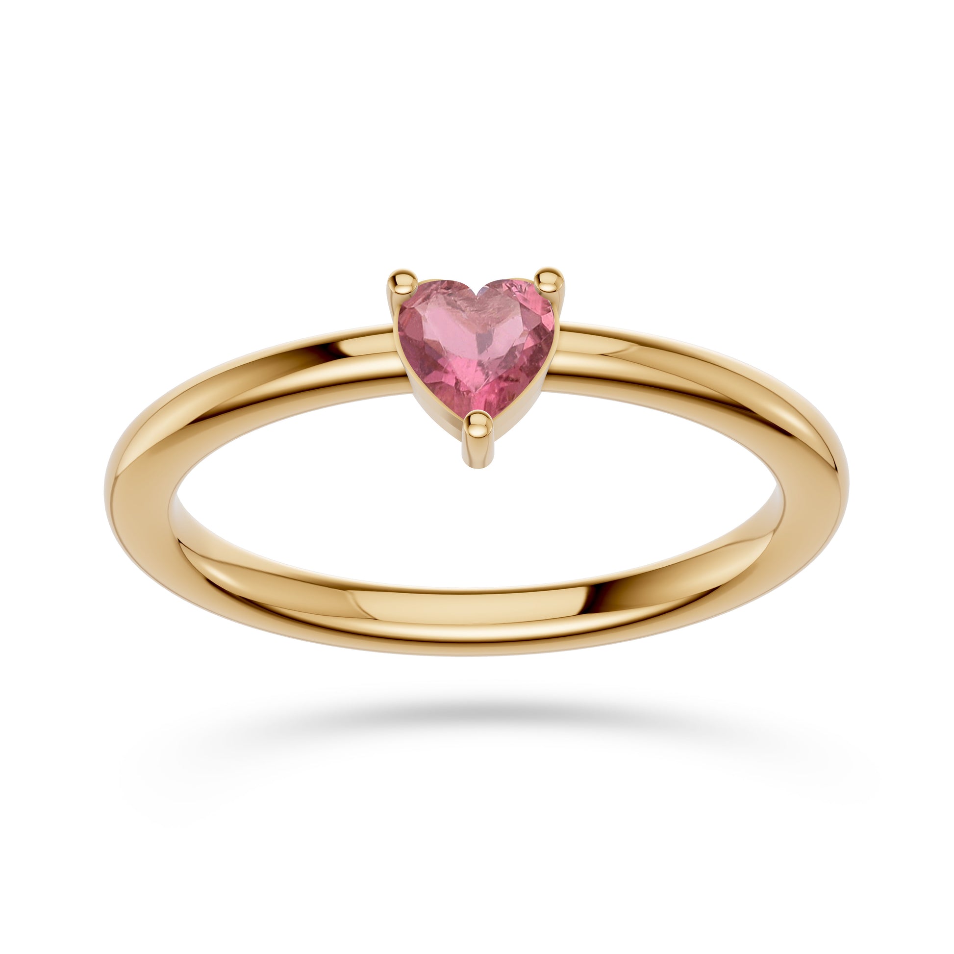 Heart Shape Tourmailne Solitaire Ring in 14K Gold