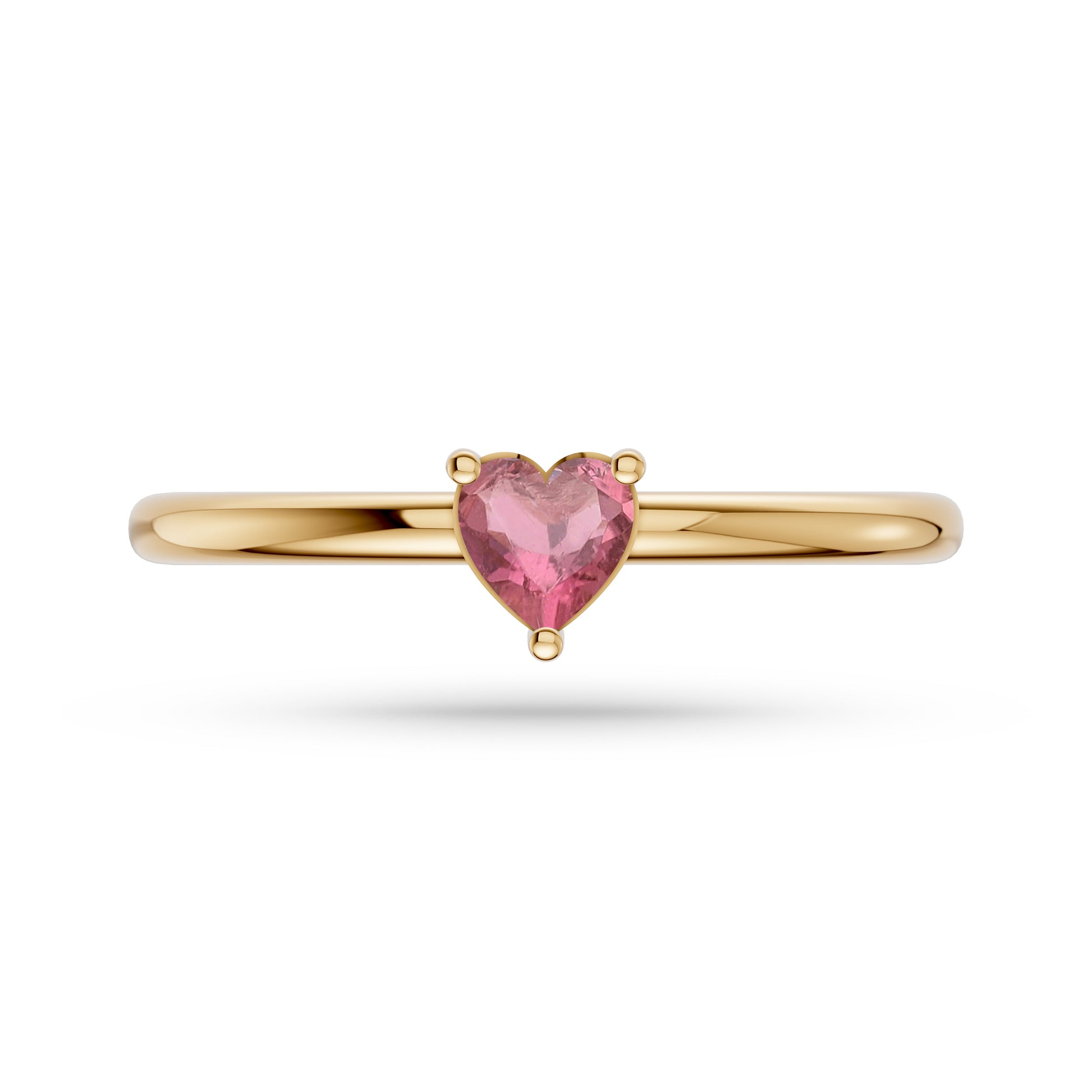 Heart Shape Tourmailne Solitaire Ring in 14K Gold