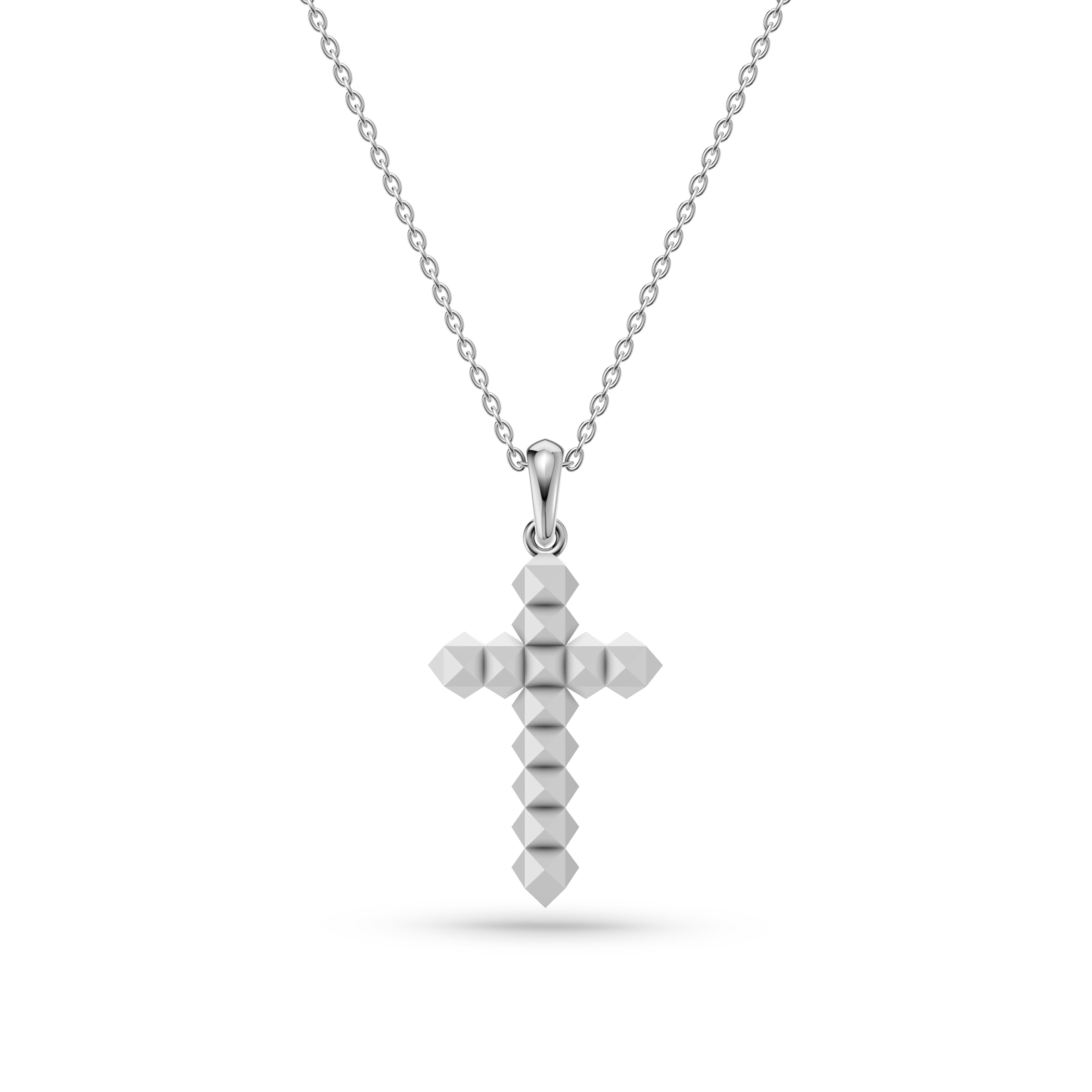 Pyramid Cross Necklace in Sterling Silver