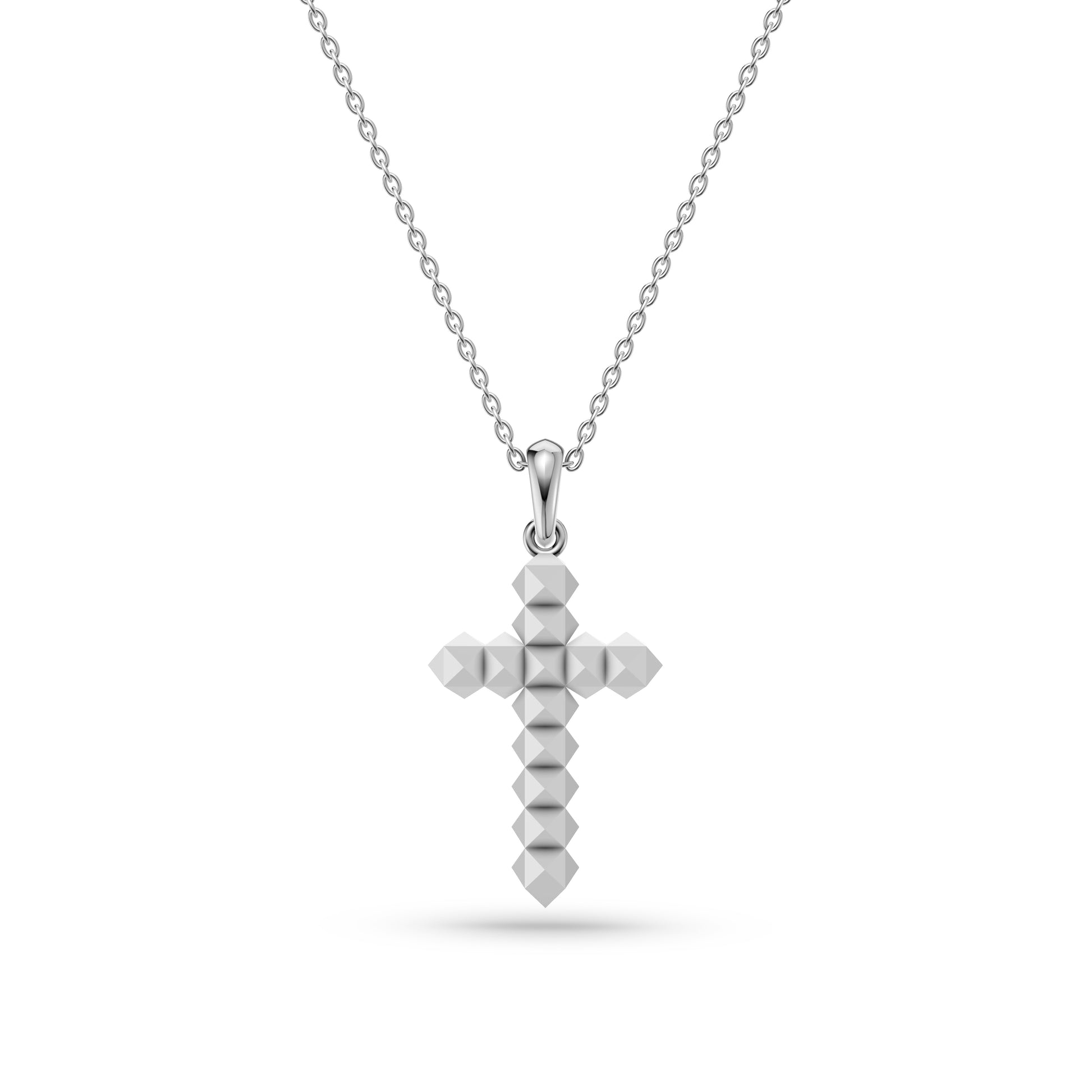 Pyramid Cross Necklace in Sterling Silver