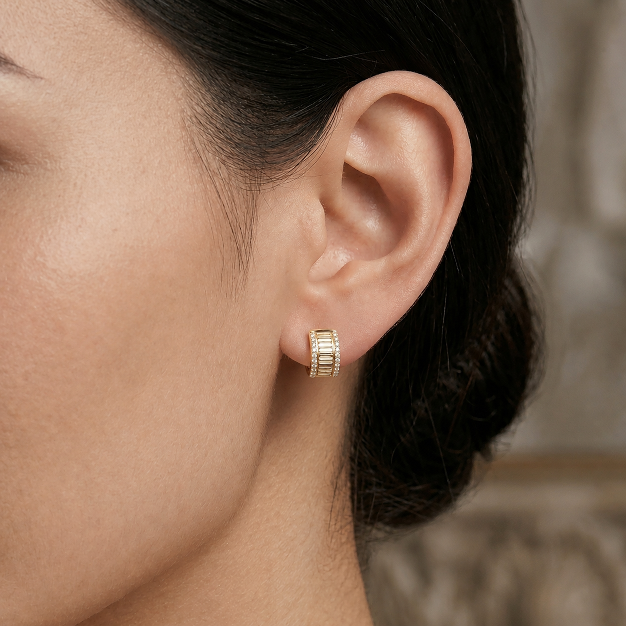 Hinged Hoop Diamond Earrings in 14K Gold