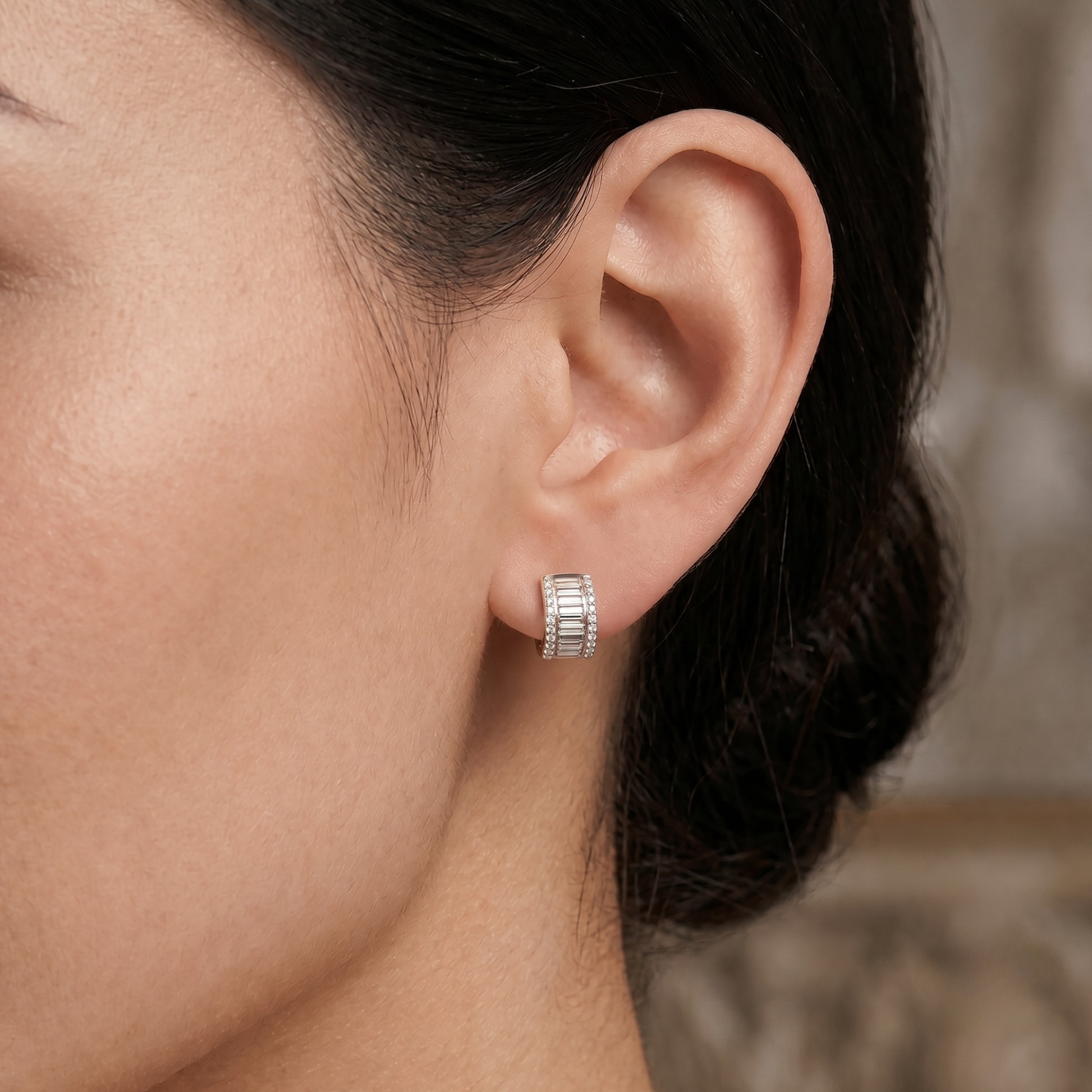 Hinged Hoop Diamond Earrings in 14K Gold