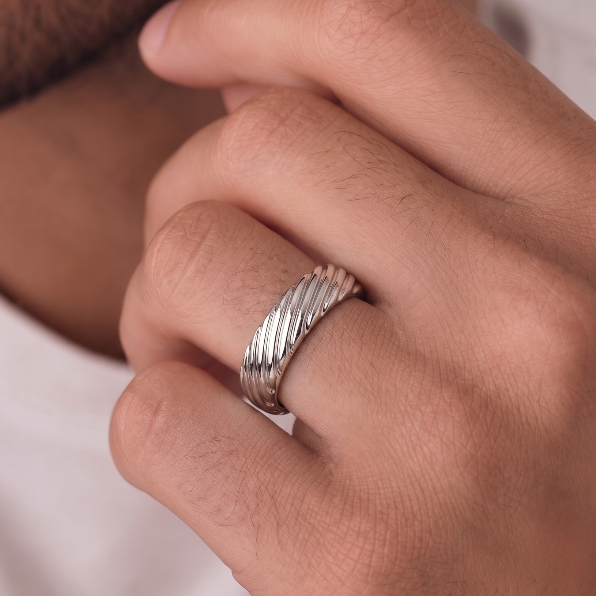 Imperial Wave Ridge Ring in Sterling Silver