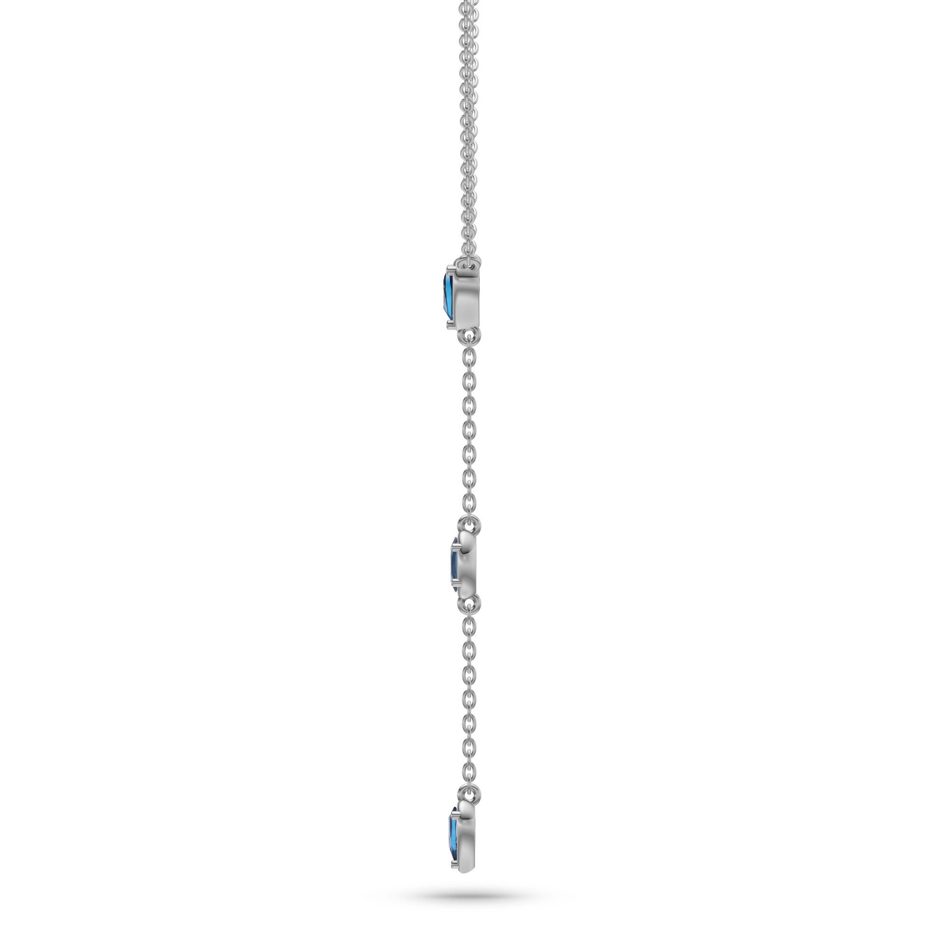 Labradorite Heart Lariat Pendant Necklace In 14K Gold