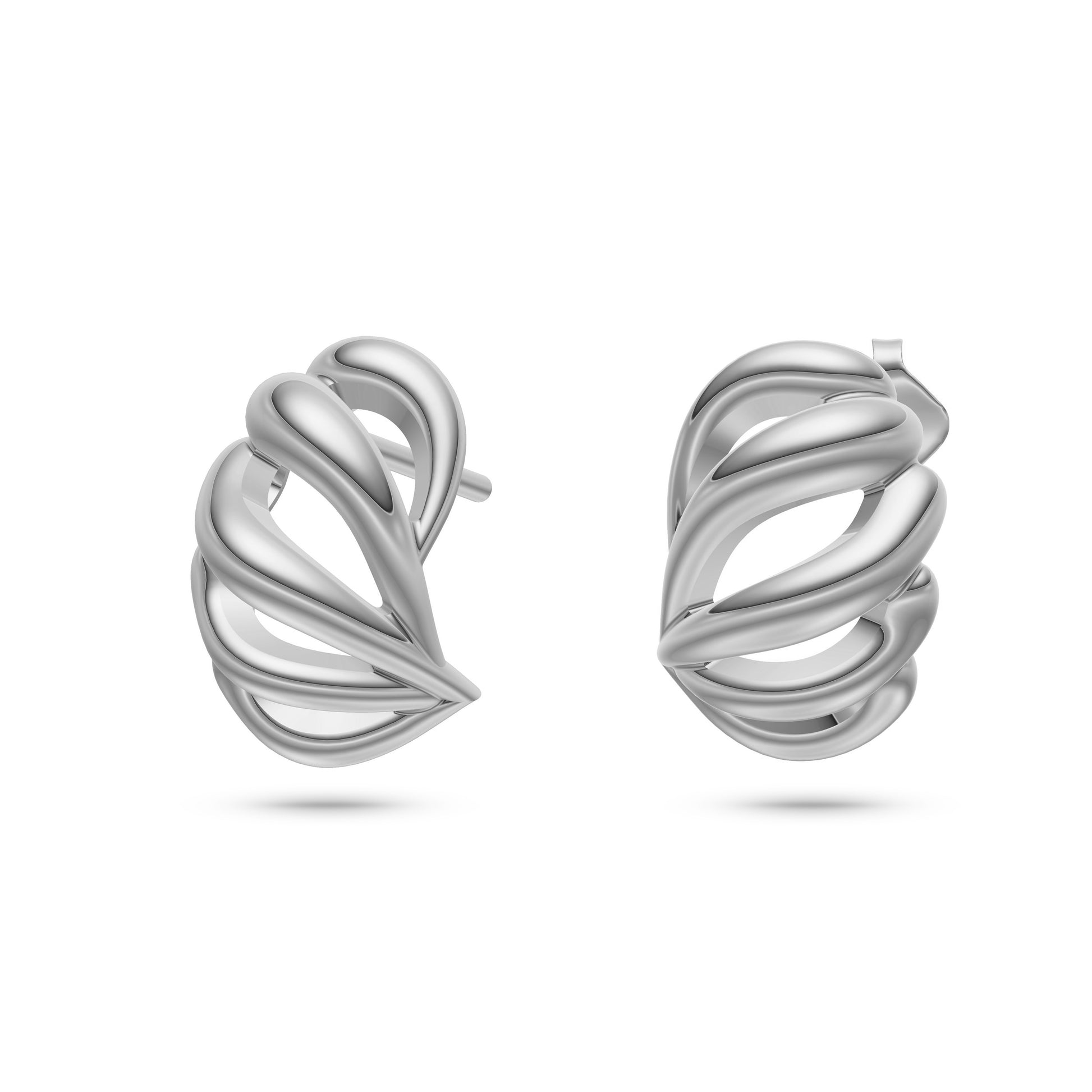 Croissant Hoop Stud Earrings In 14K Gold