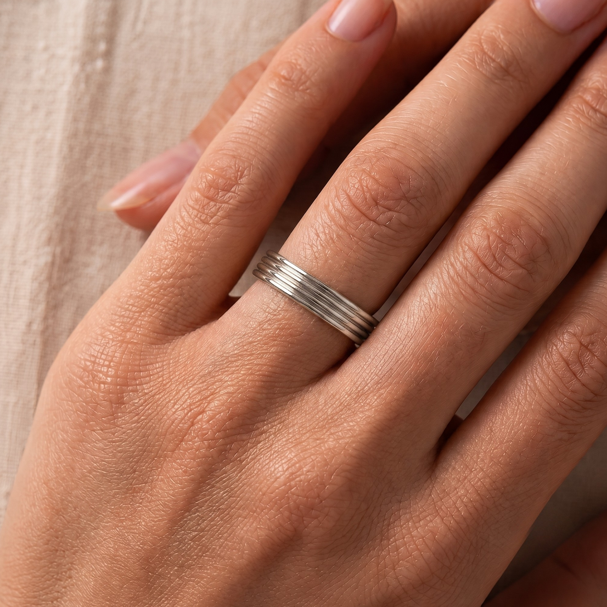 Layered Wave Band Ring in 14K Gold