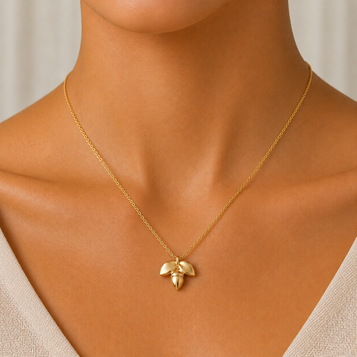 Leaf-inspired Gold Pendant in 14K Gold