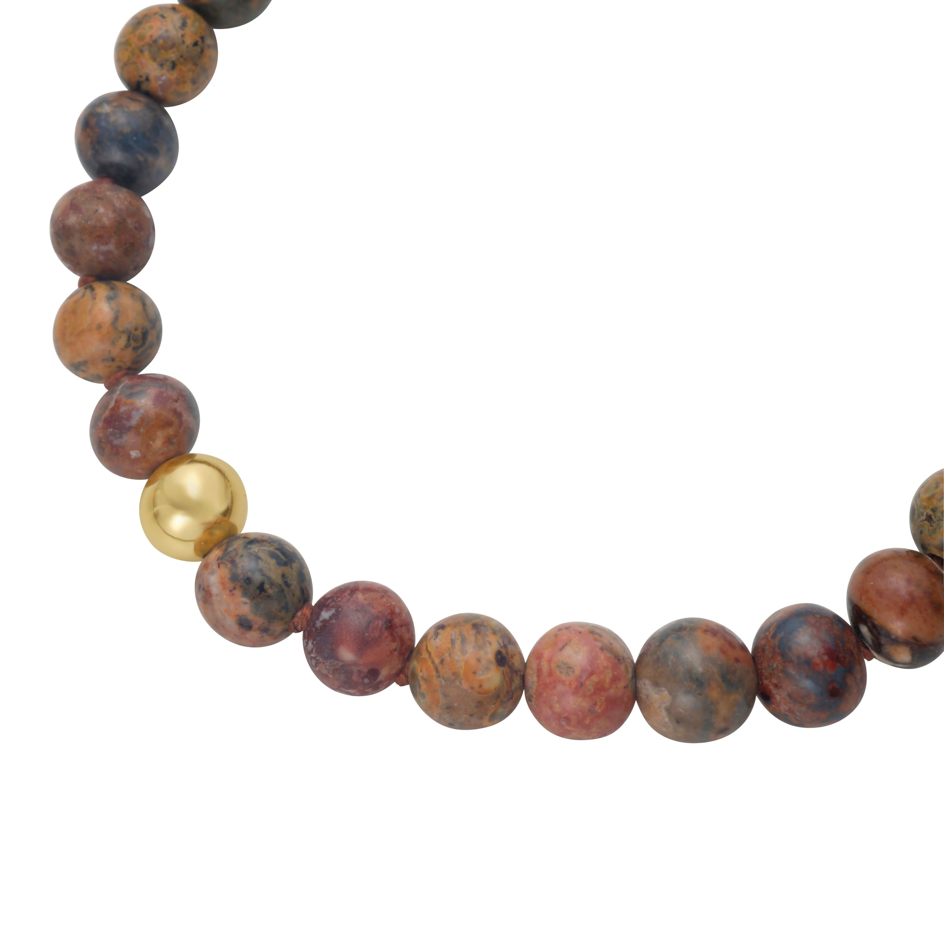 Leopard Jasper Bead Bracelet In 14K Gold