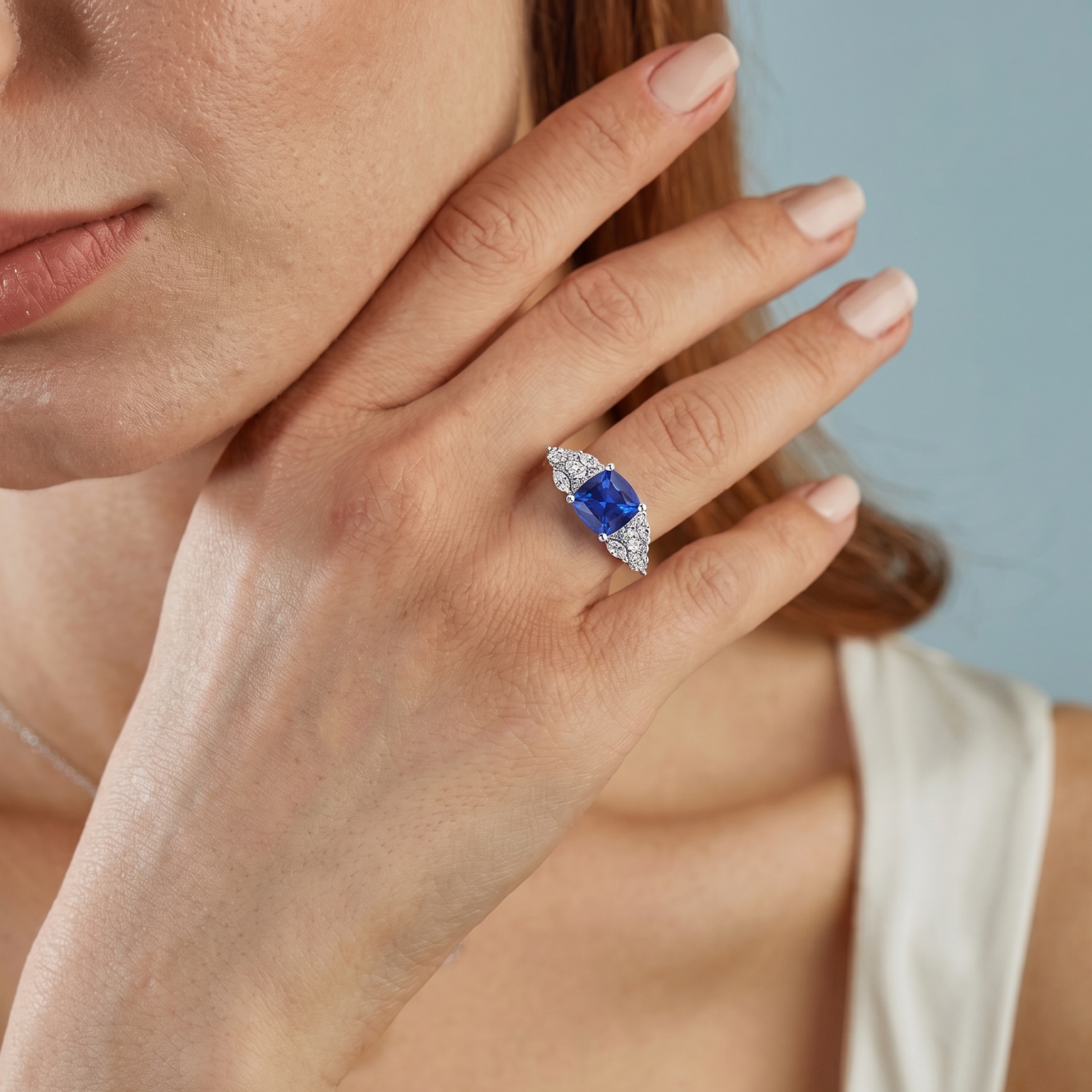 Sapphire and Diamond Windsor Ring in 14K Gold