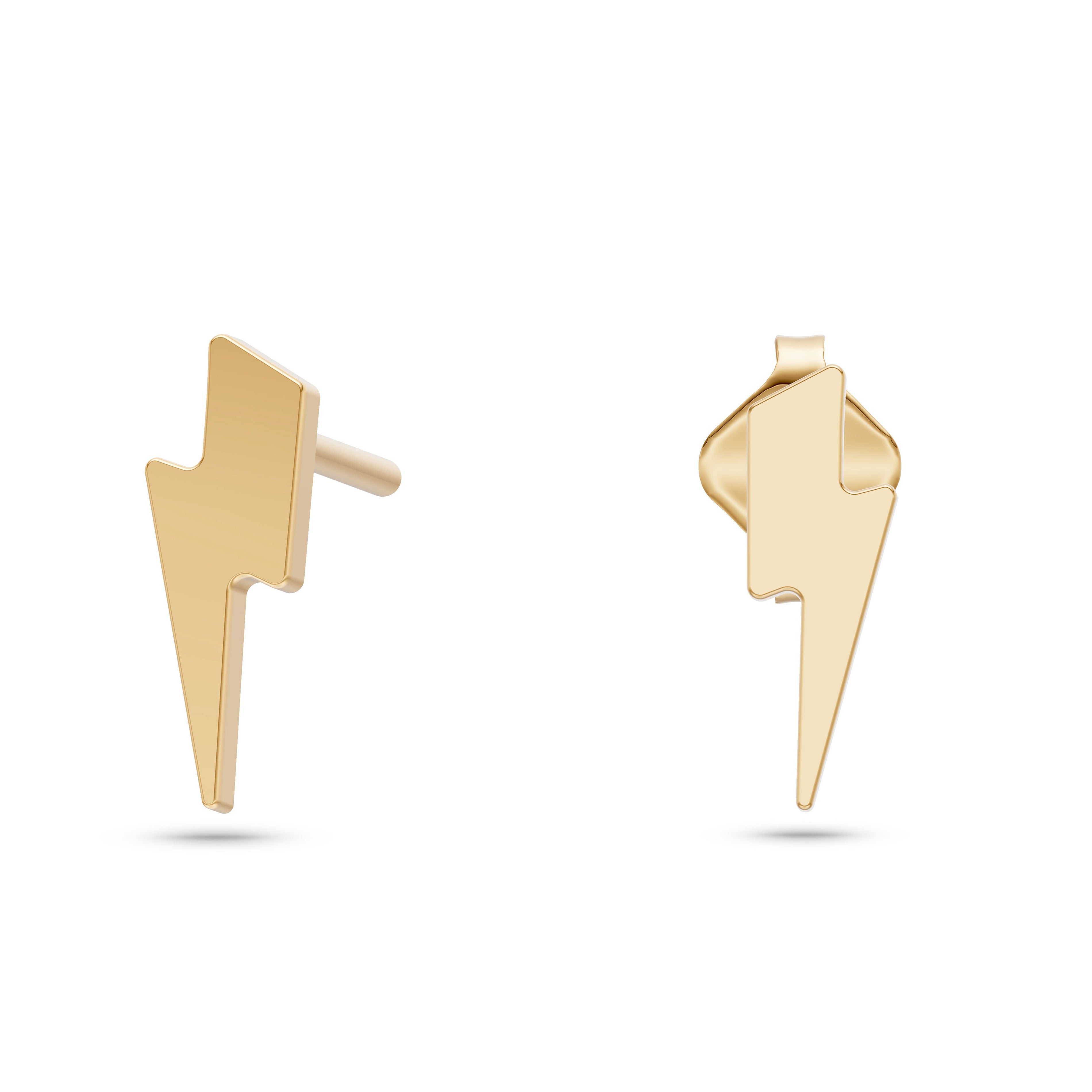 Lightning Bolt Stud Earrings in 14K Gold