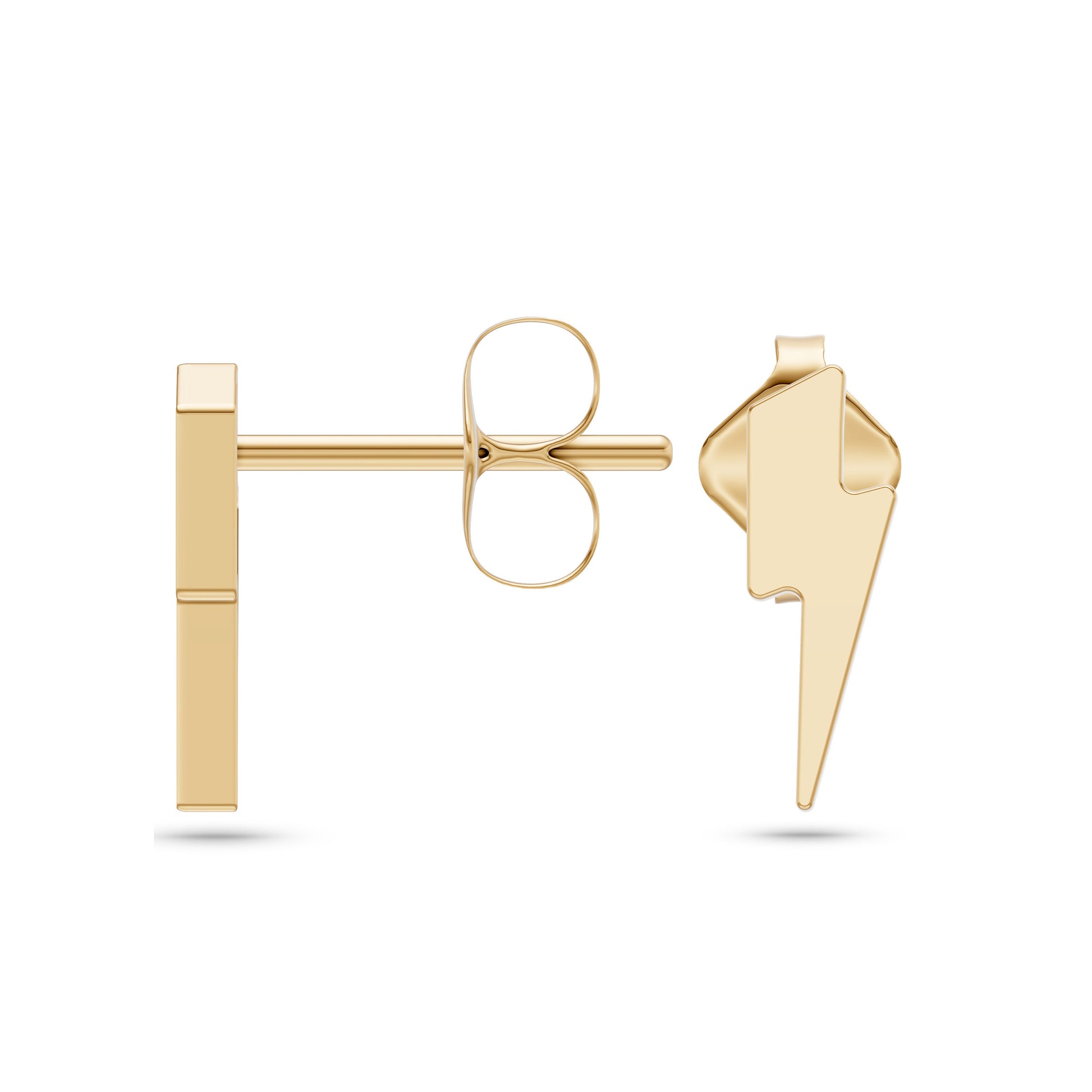 Lightning Bolt Stud Earrings in 14K Gold