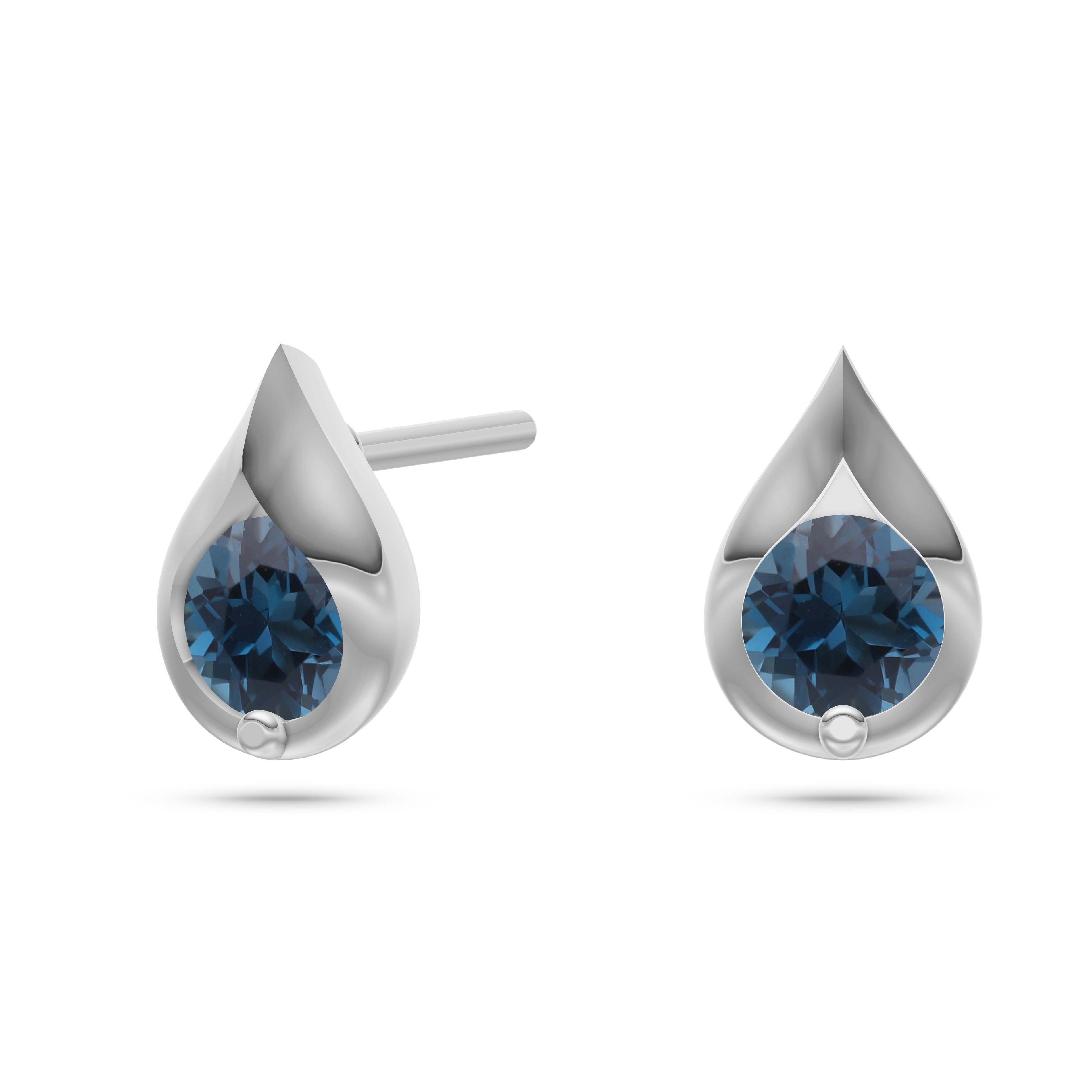 London Blue Topaz Droplet Earrings In 14K Gold