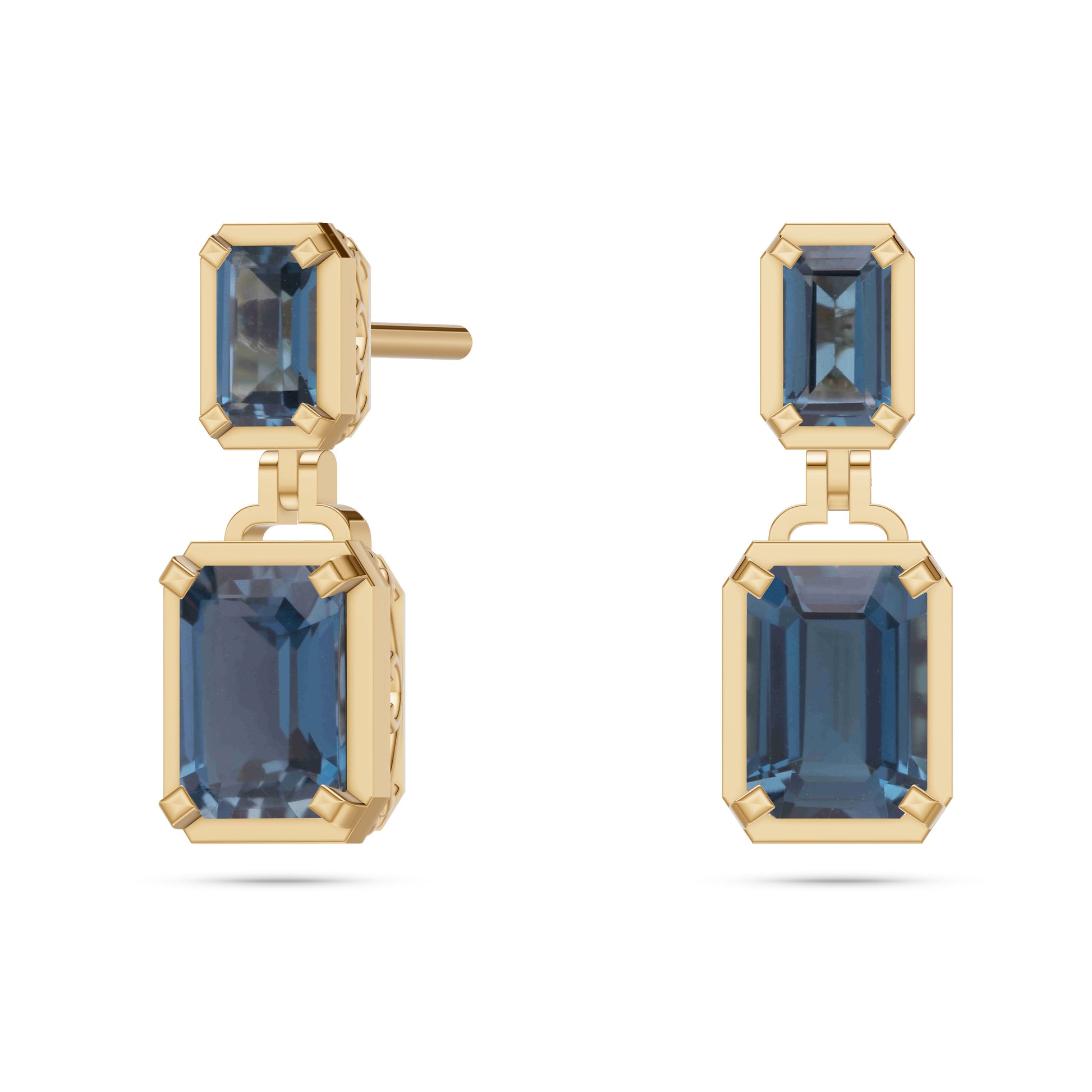 London Blue Topaz Drop Earrings In 14K Gold