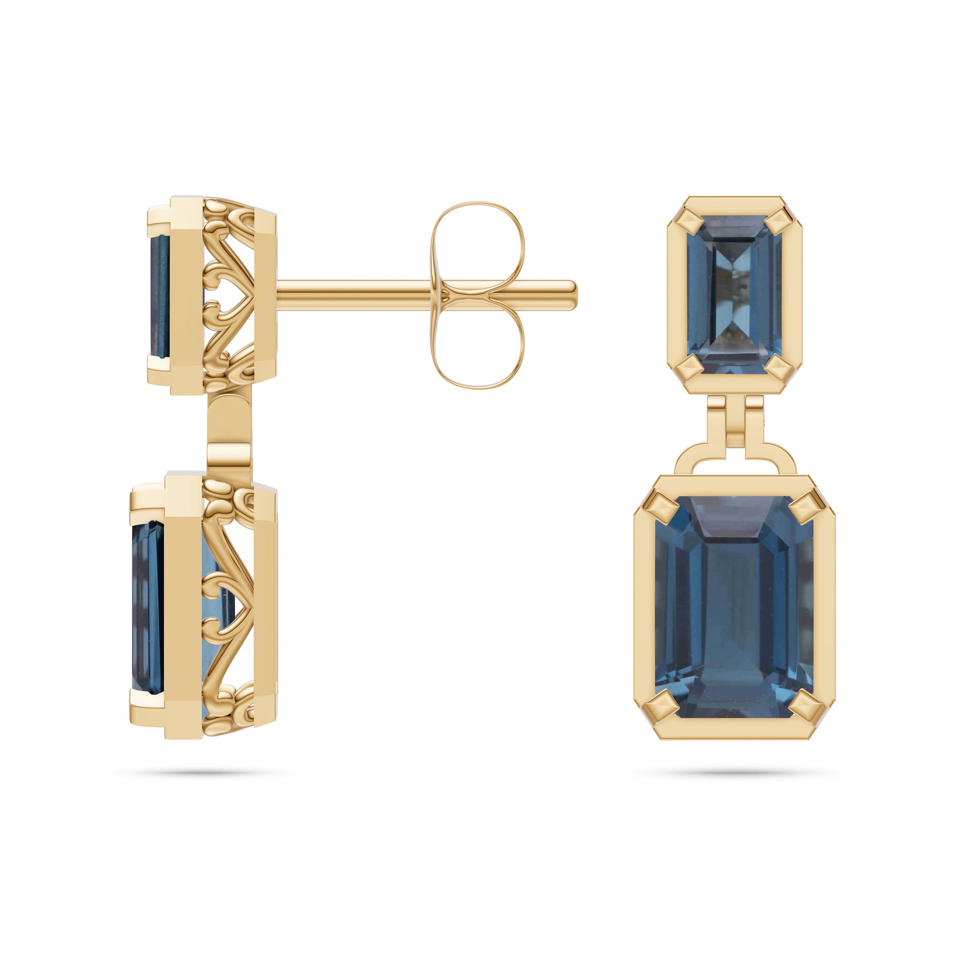 London Blue Topaz Drop Earrings In 14K Gold