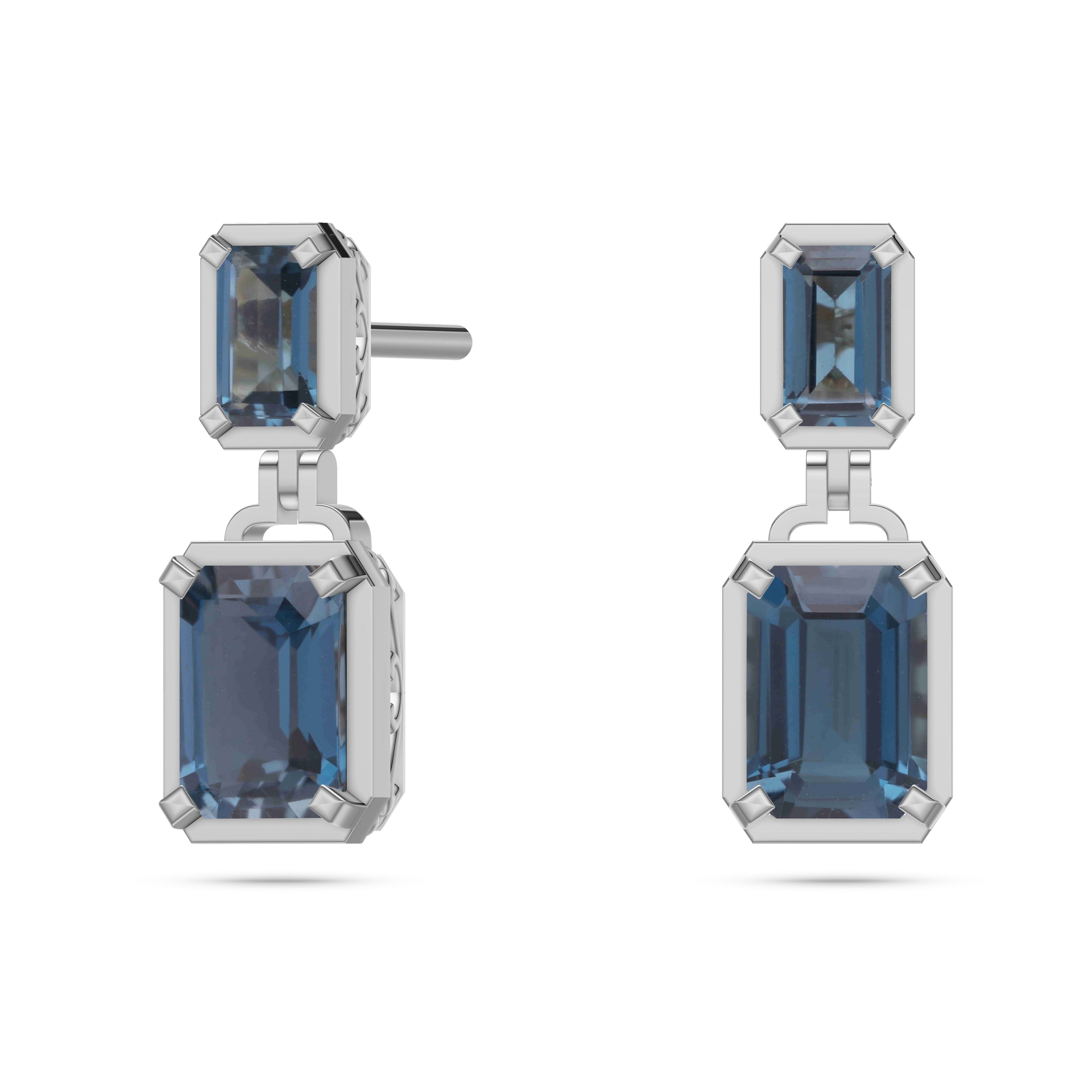 London Blue Topaz Drop Earrings In 14K Gold