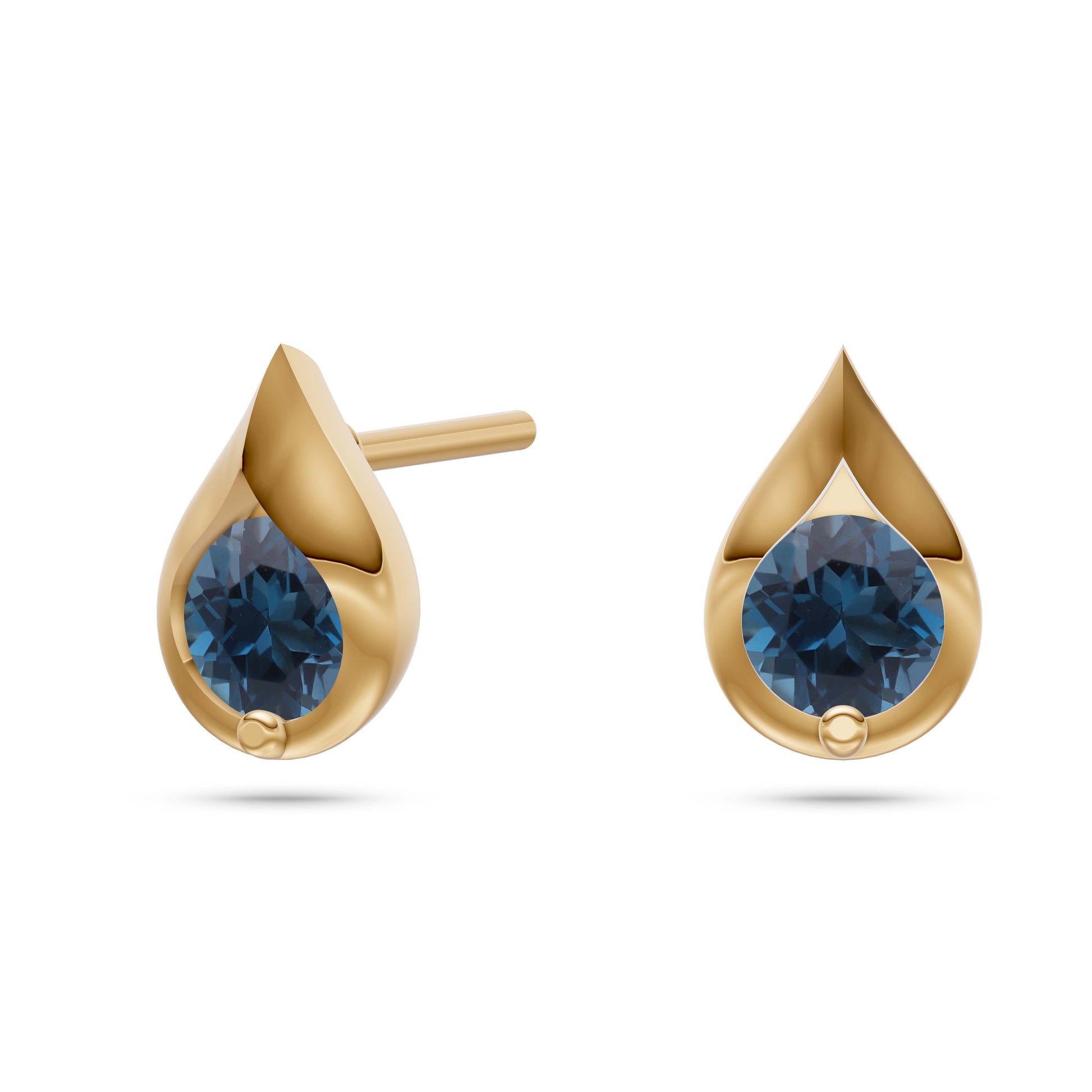 London Blue Topaz Droplet Earrings In 14K Gold