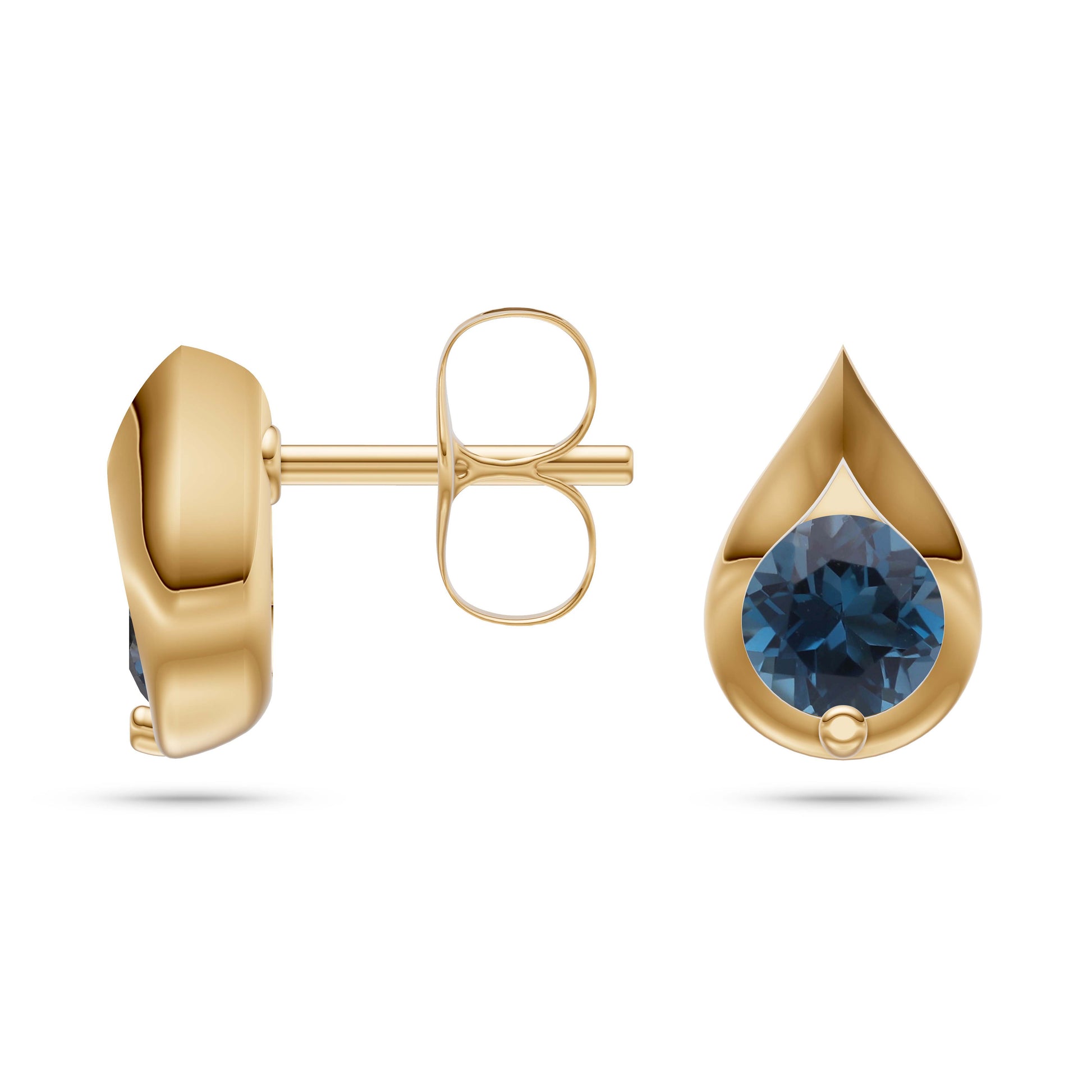 London Blue Topaz Droplet Earrings In 14K Gold
