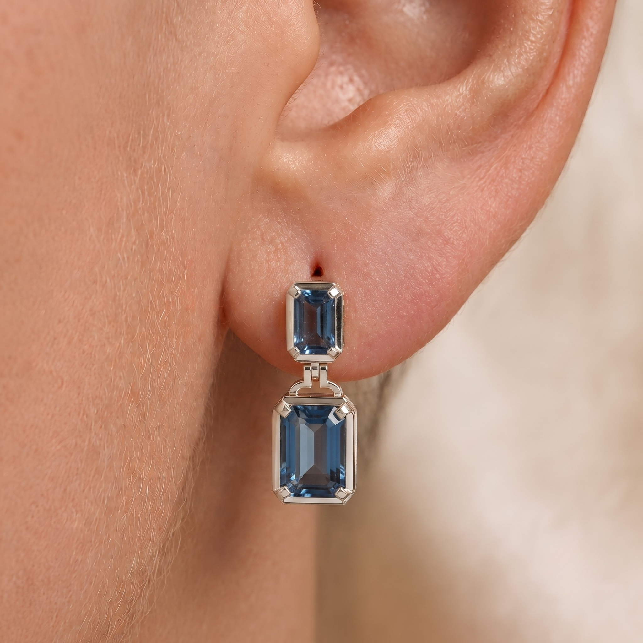 London Blue Topaz Drop Earrings In 14K Gold