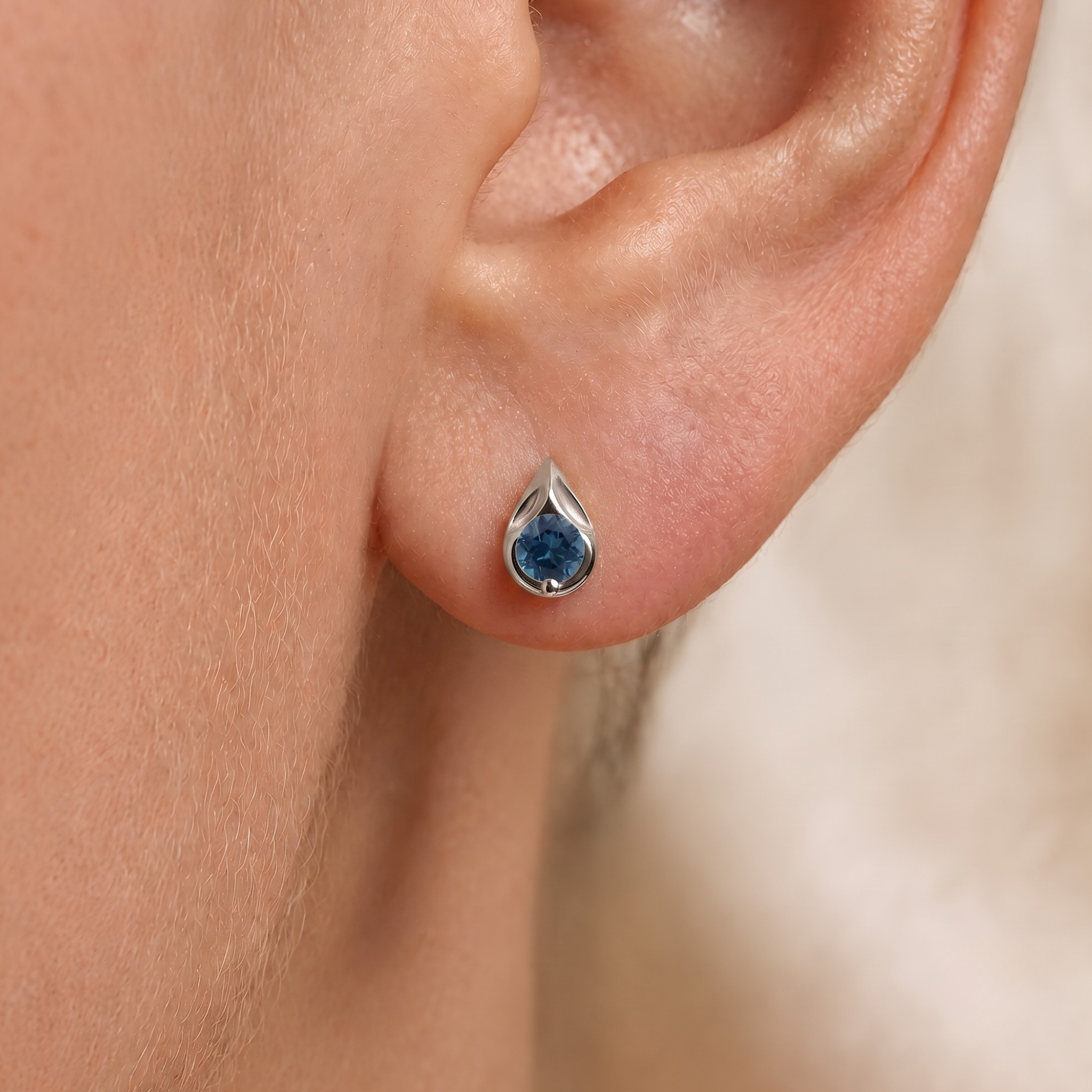 London Blue Topaz Droplet Earrings In 14K Gold