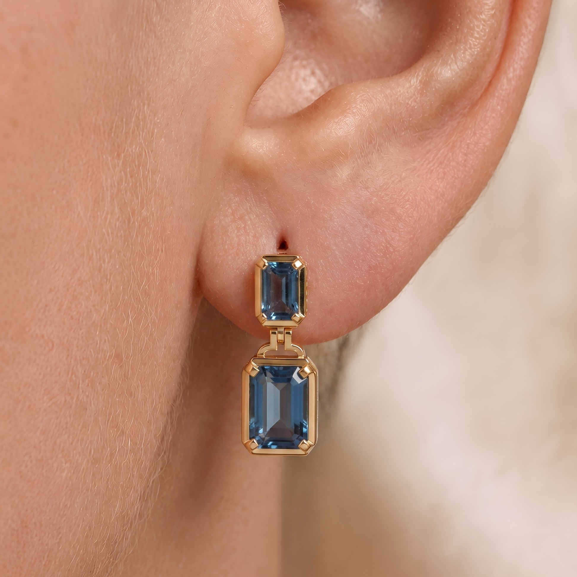 London Blue Topaz Drop Earrings In 14K Gold