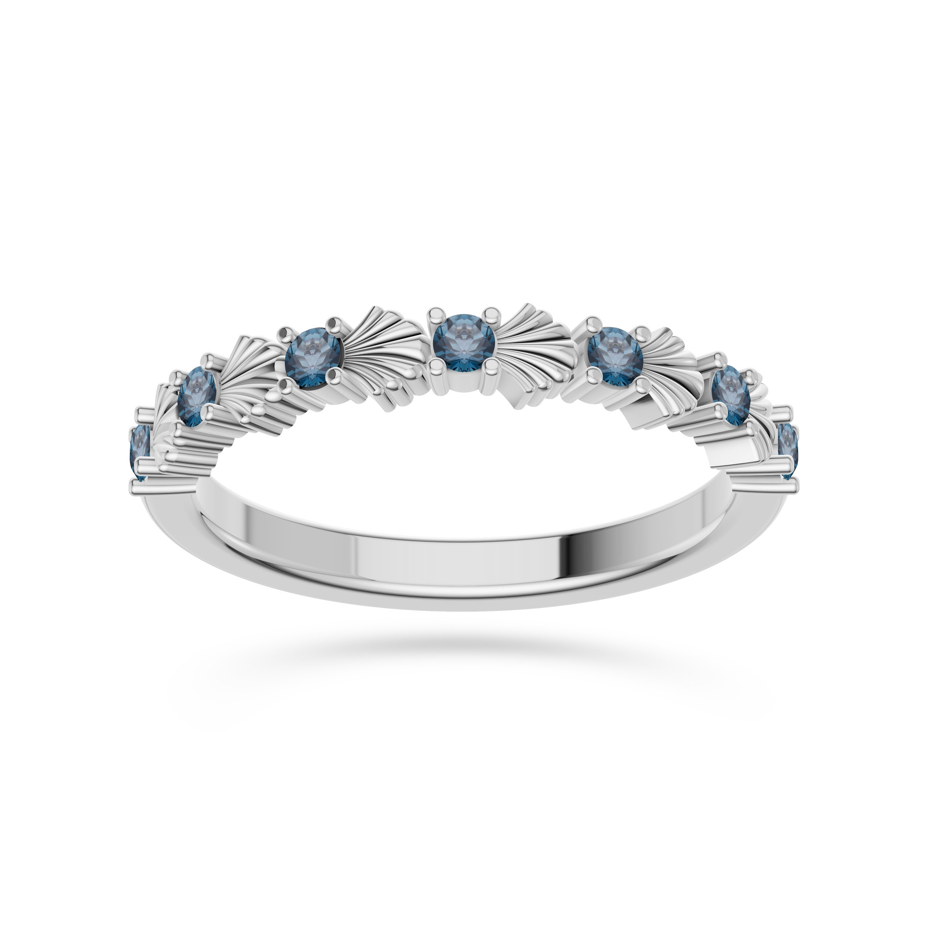 London Blue Topaz Nautical Shell Ring in 14K Gold