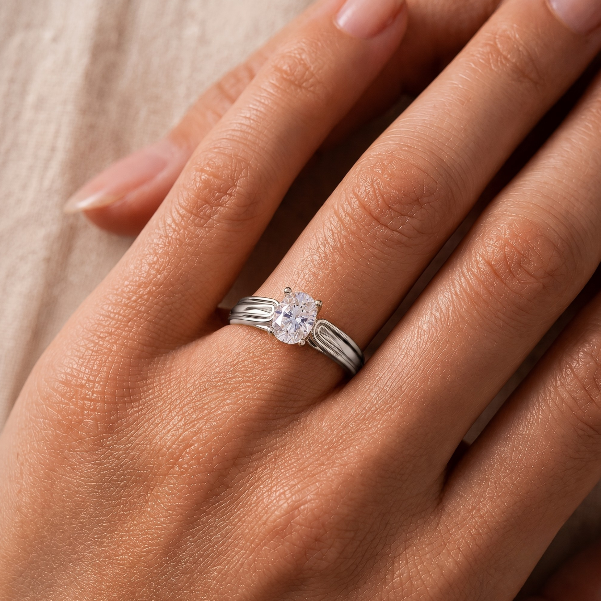 Lumière Oval Diamond Solitaire Ring In 14K Gold