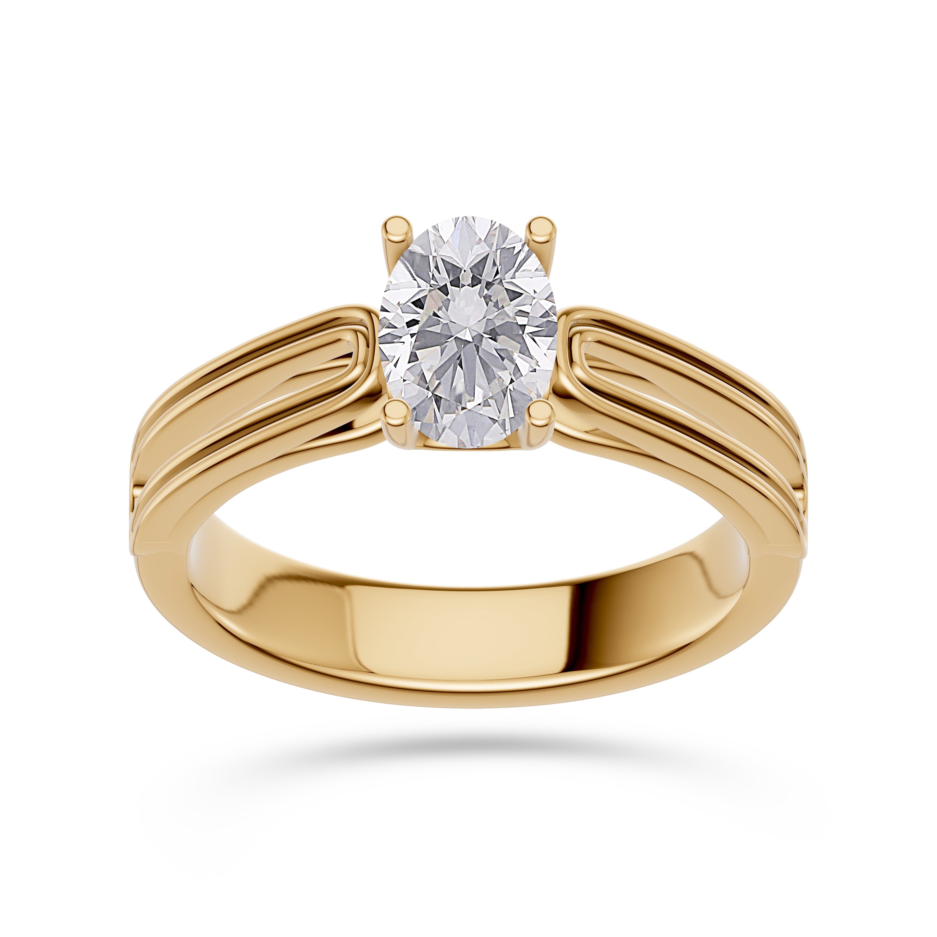 Lumière Oval Solitaire Ring In 14K Gold