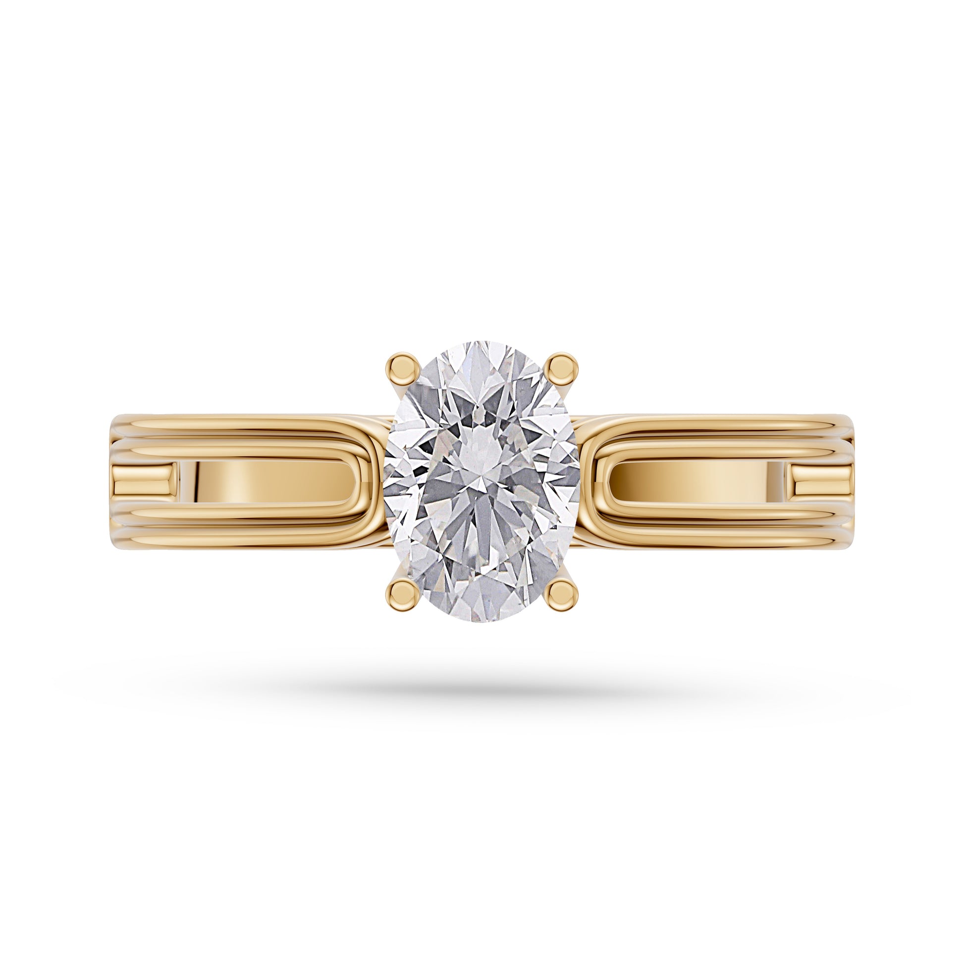 Lumière Oval Solitaire Ring In 14K Gold