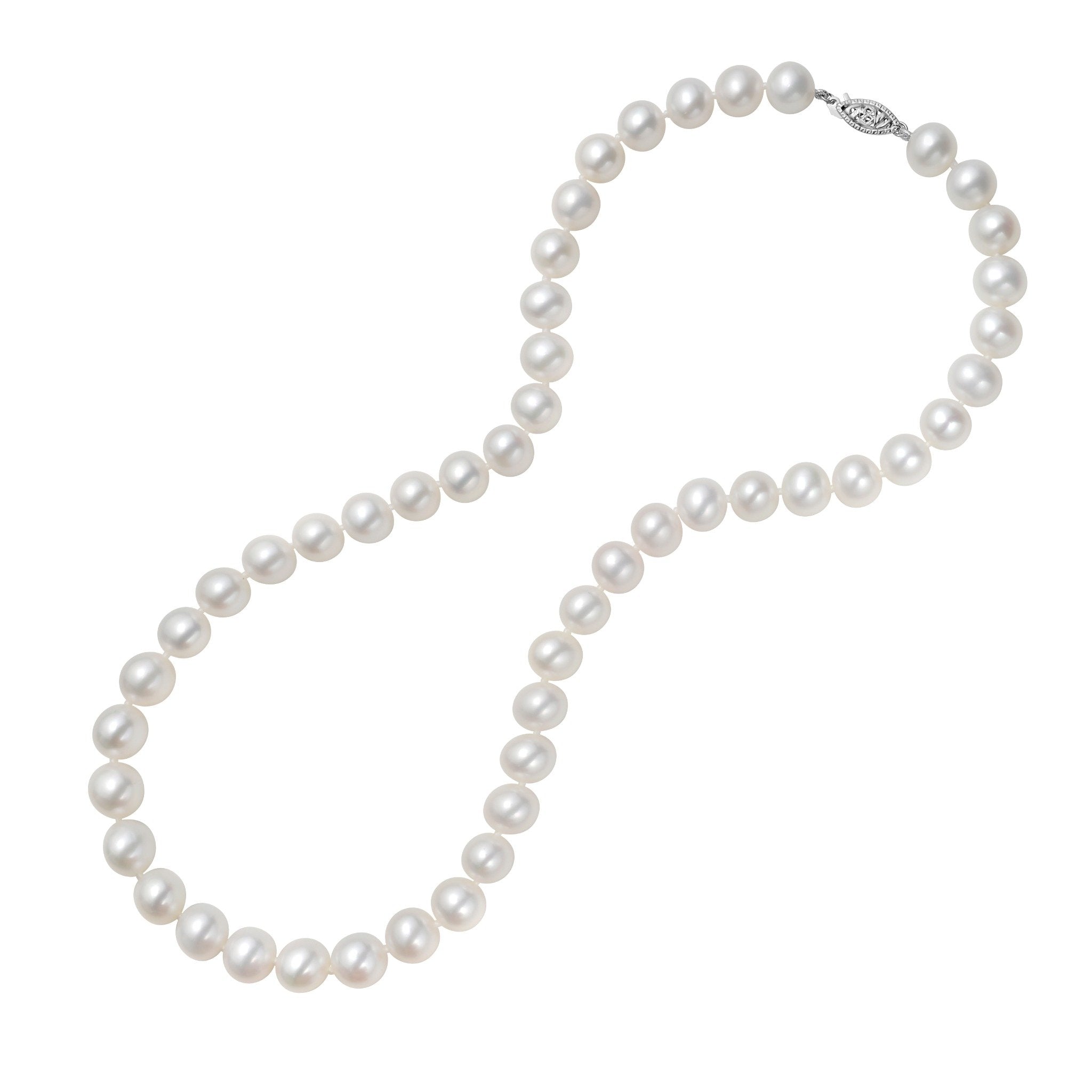 8-8.5mm Freshwater Pearl Necklace In 14K Gold