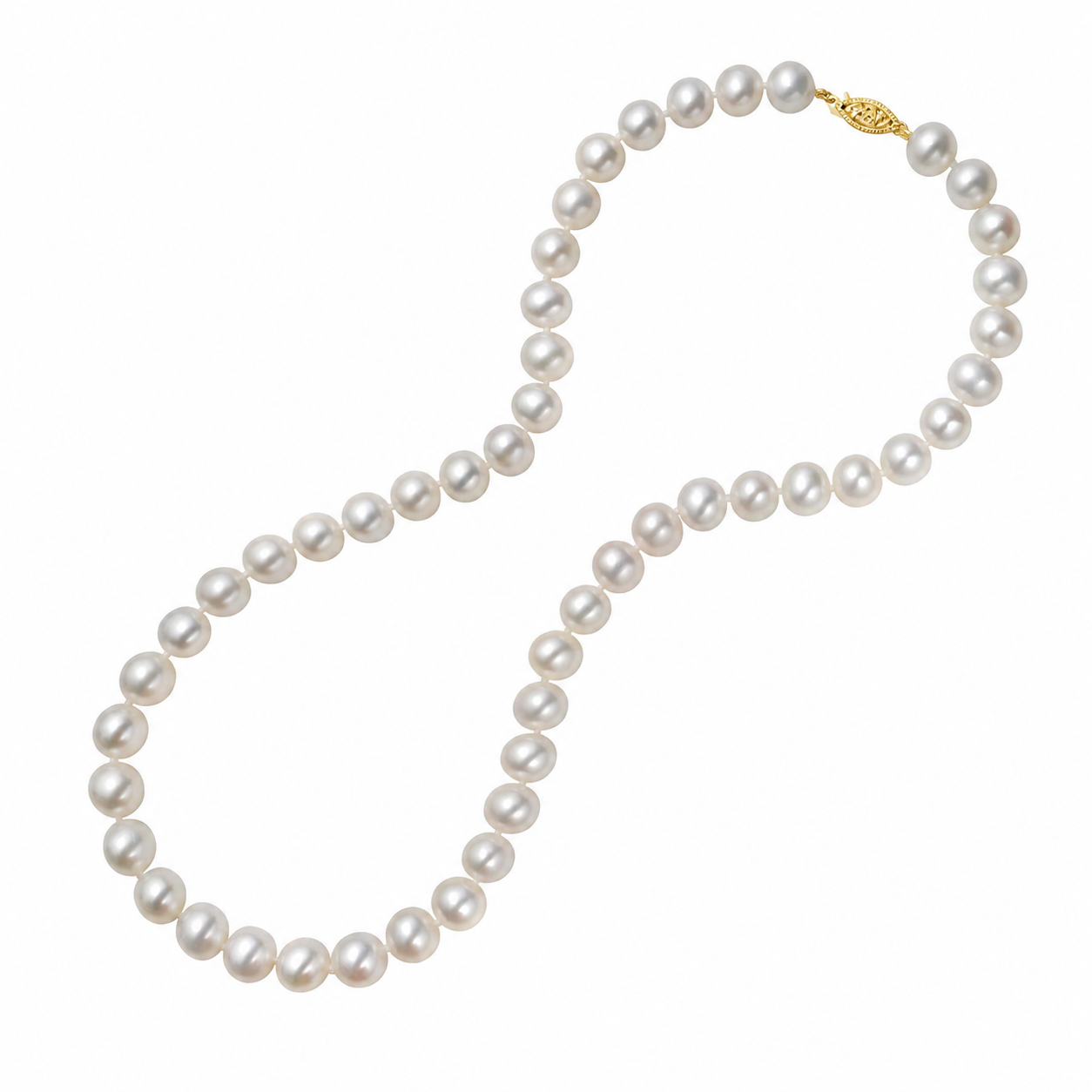 8-8.5mm Freshwater Pearl Necklace In 14K Gold