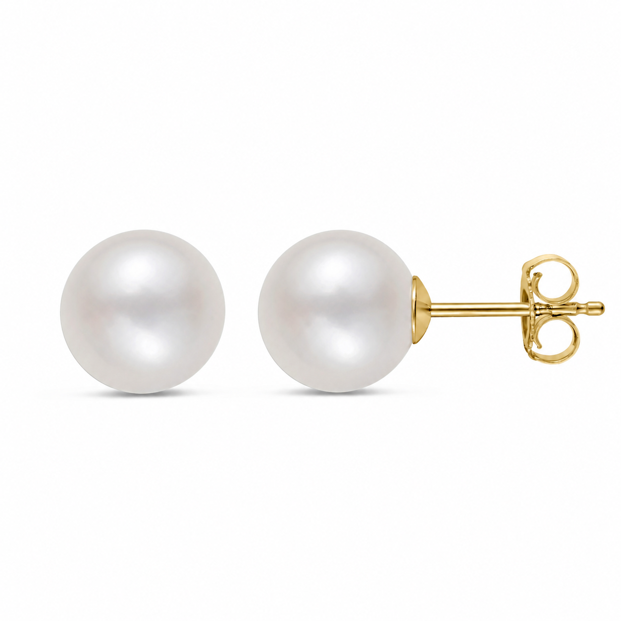 8-8.5mm Freshwater Pearl Stud Earrings In 14K Gold