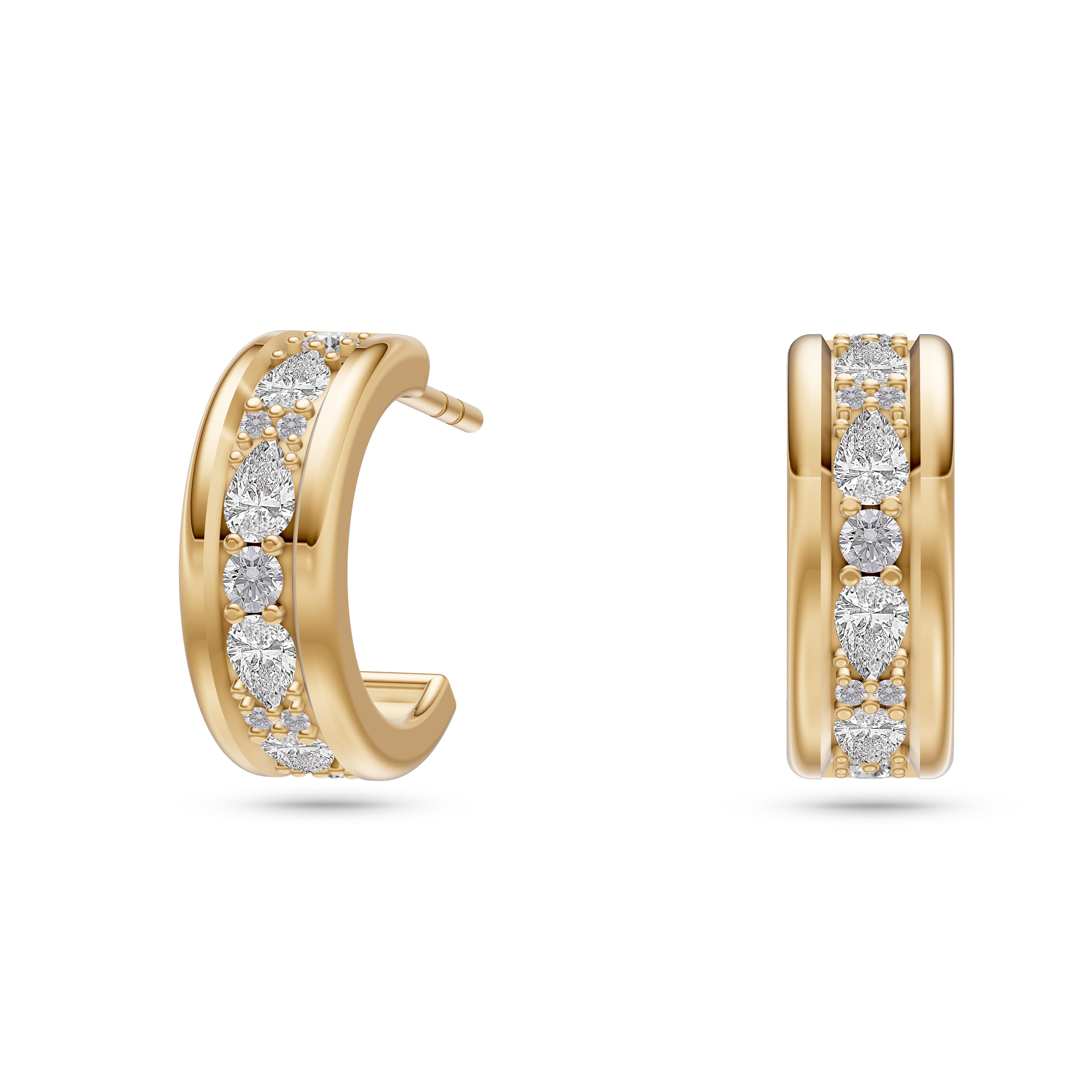 Luxe Diamond Huggie Earrings in 14K Gold