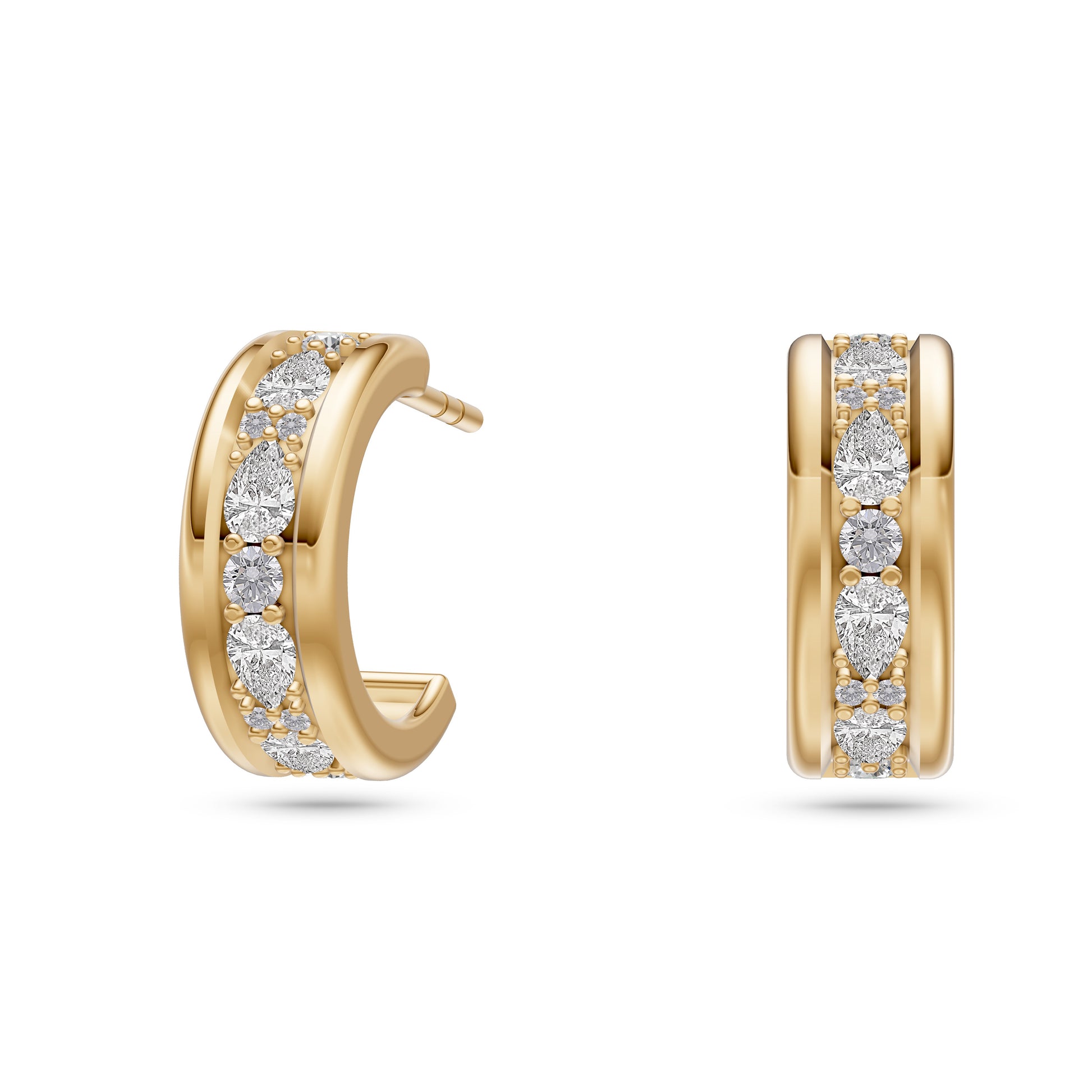 Luxe Diamond Huggie Earrings in 14K Gold